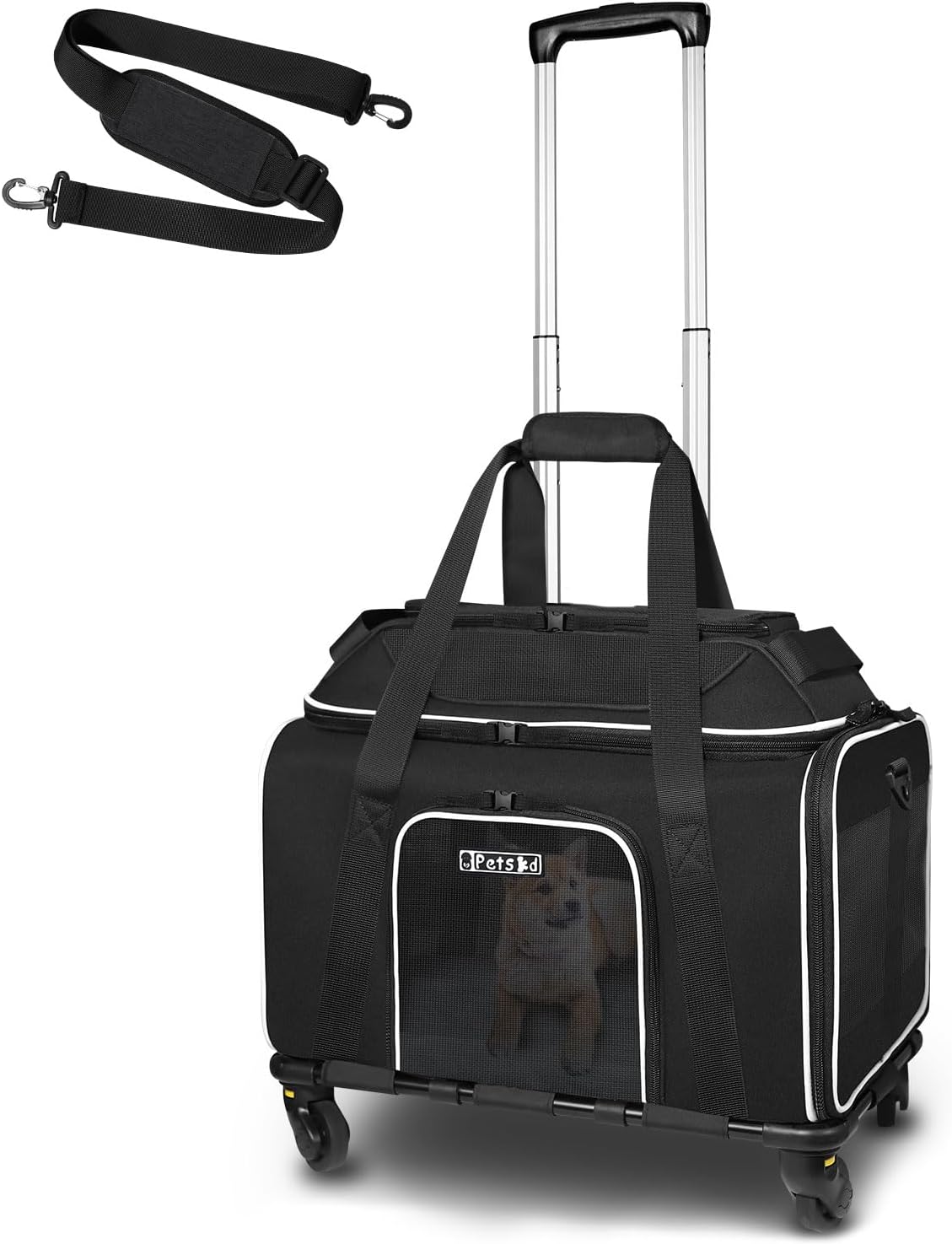 Petskd Top-Expandable Pet Carrier with Wheels for Small Pets