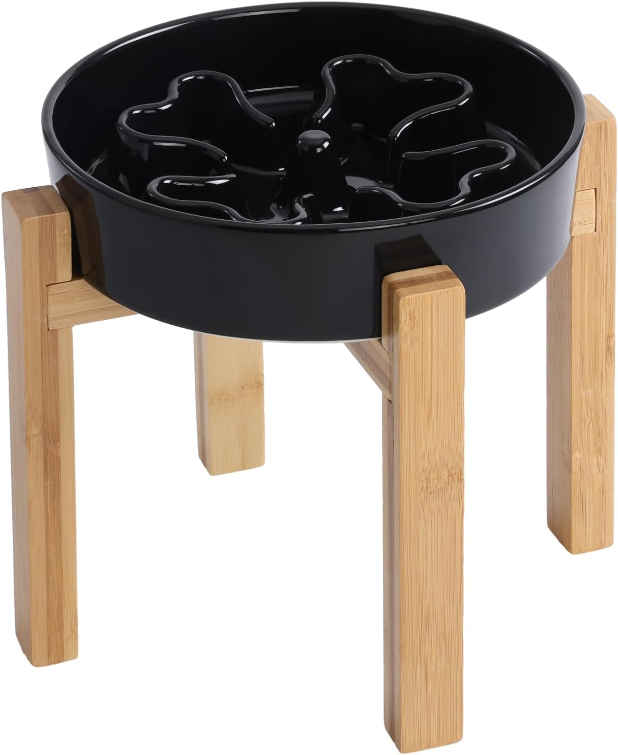 Ceramic Slow Feeder Dog Bowl Elevated for Medium Breeds