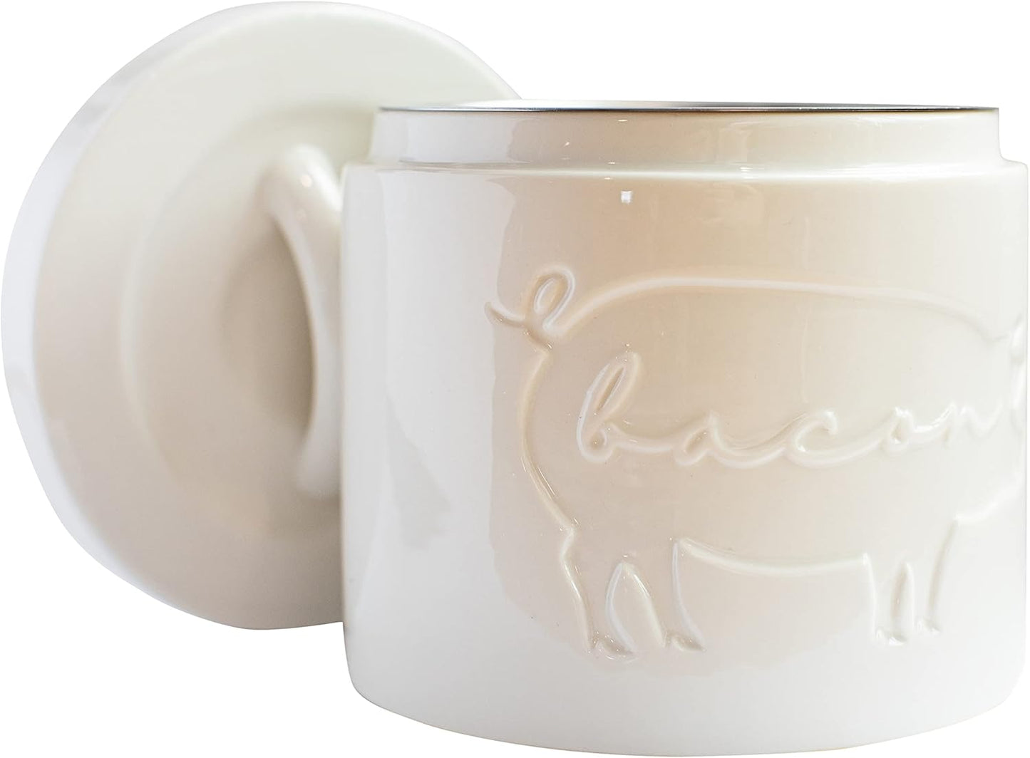 Ceramic Bacon Grease Container with Strainer for Kitchen
