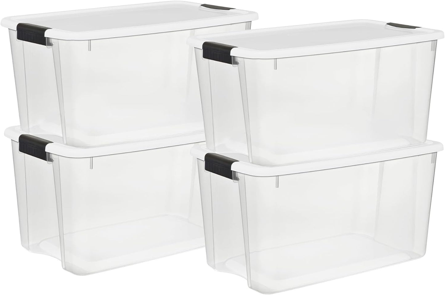 Sterilite 4 Pack Ultra Latching Box for Heavy-Duty Storage