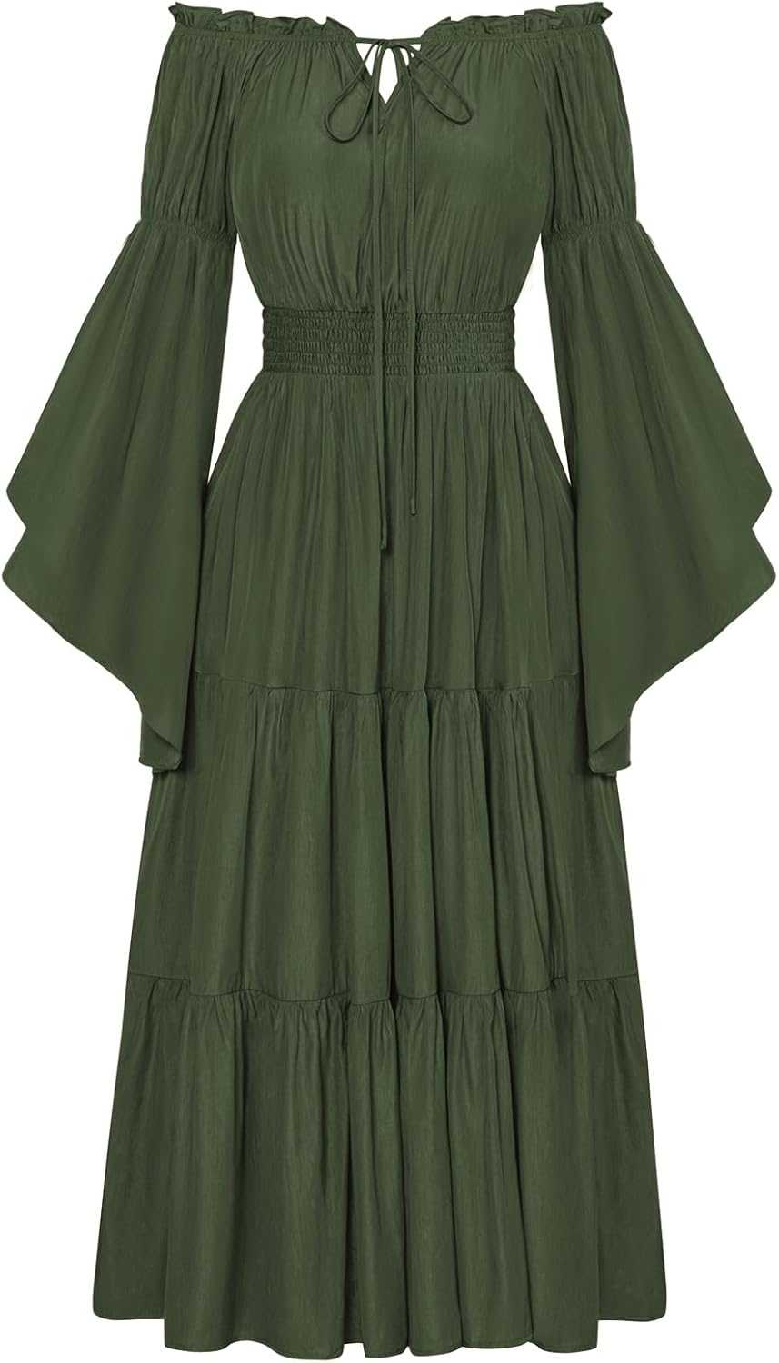 Scarlet Darkness Renaissance Costume Off Shoulder Maxi Dress