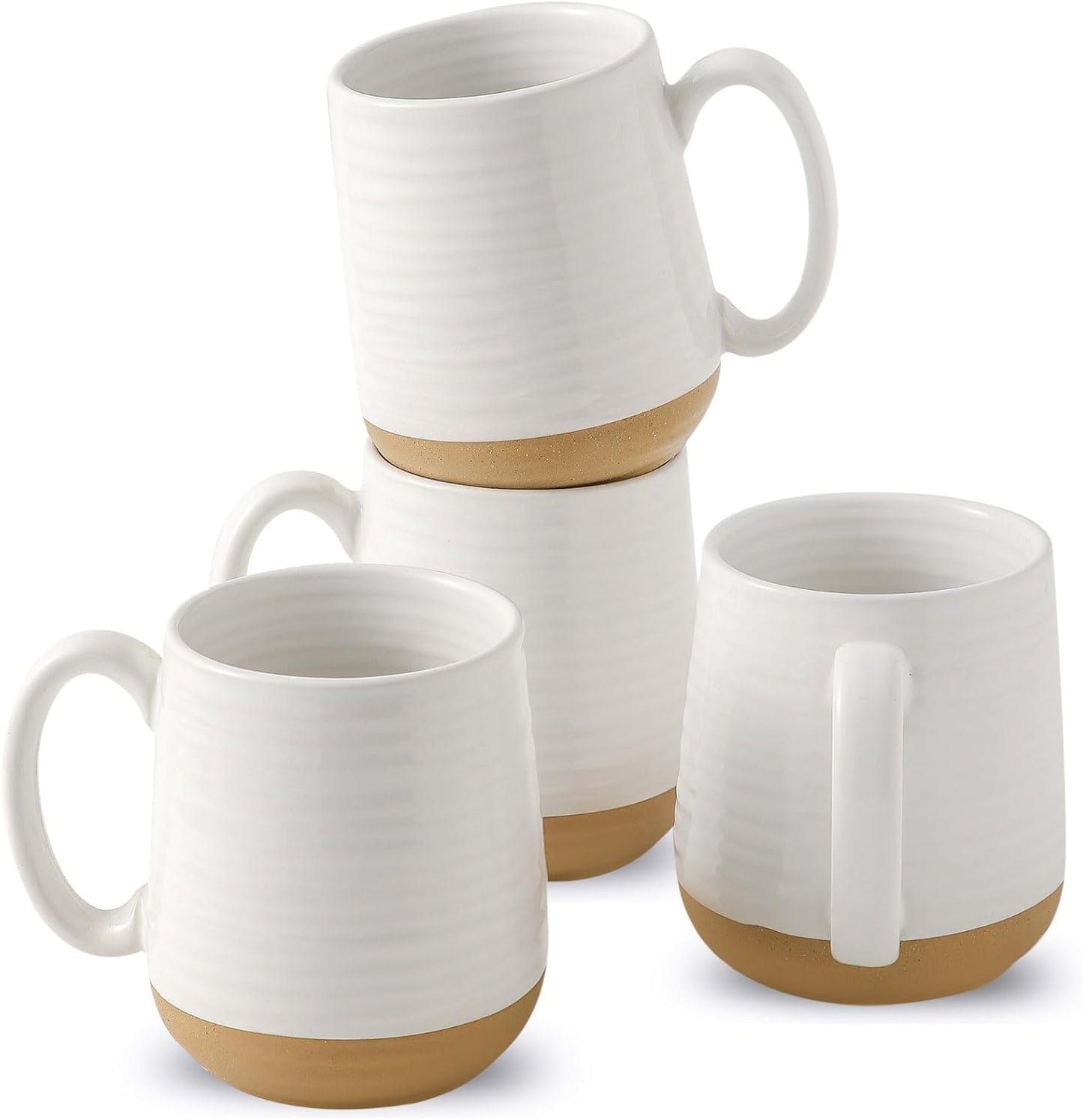 Large Ceramic Coffee Mugs Set - 15 OZ Porcelain Cups