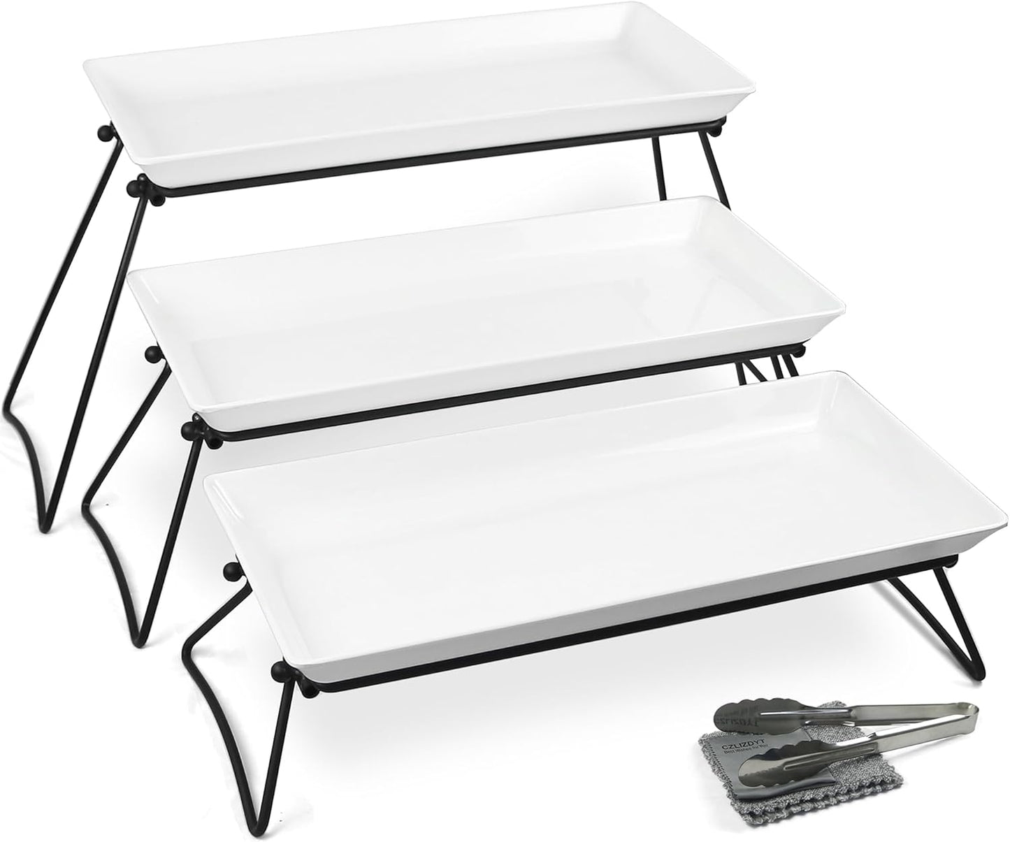 Extra Large 3 Tier Serving Tray Set for Elegant Displays