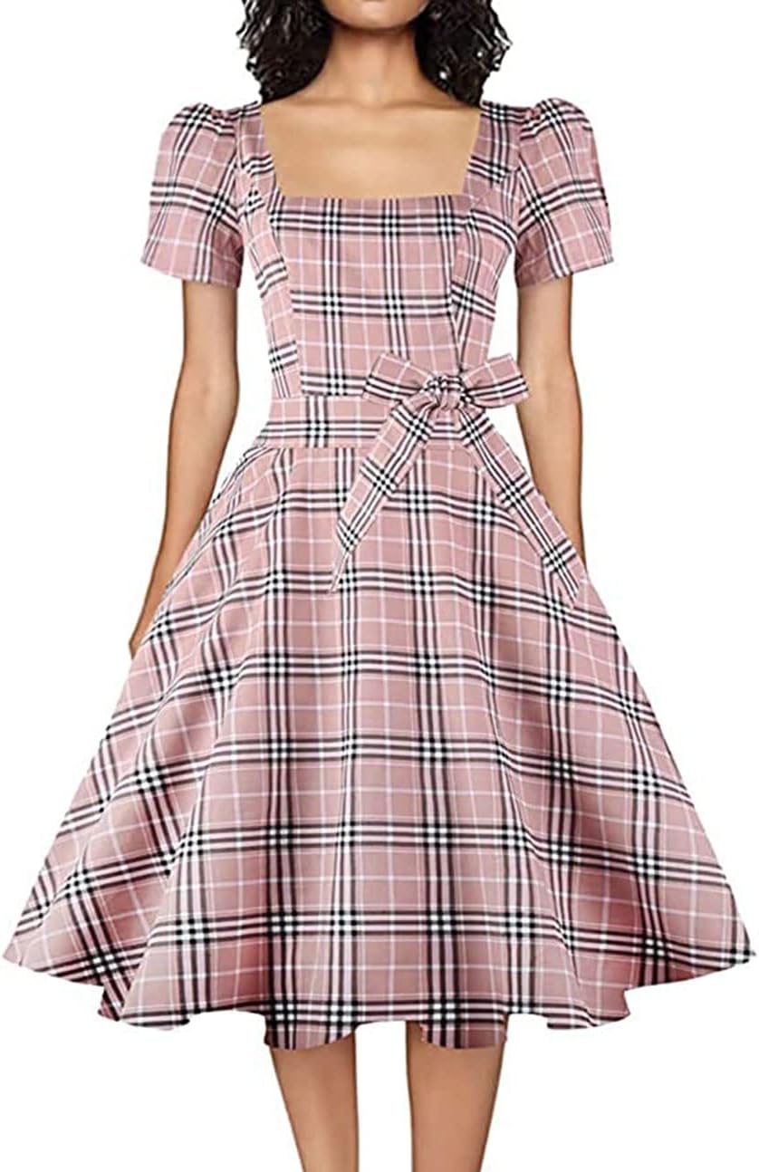 Vintage 1950s Cocktail Party Dress with Puff Sleeves for Women