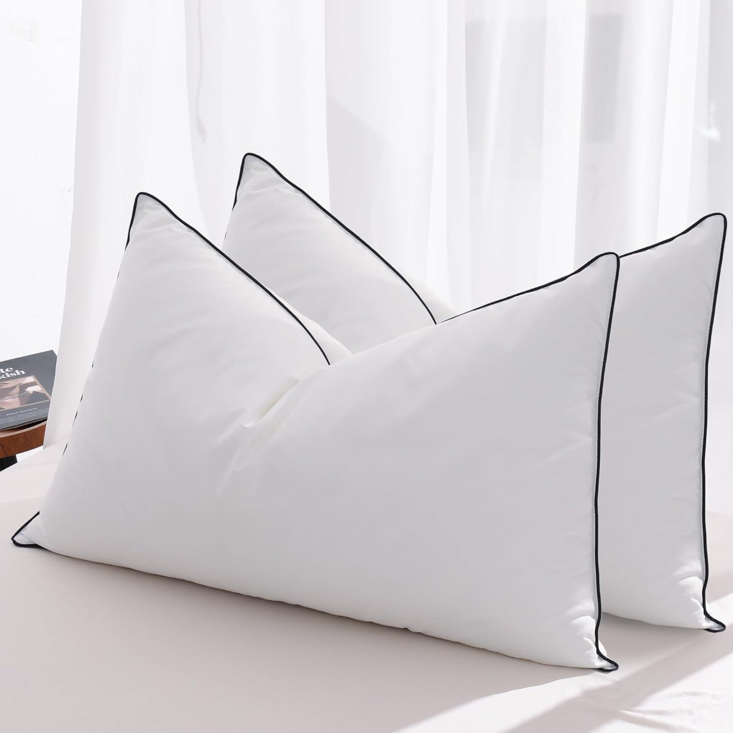 Feather Down Pillows Queen Size Set of 2 for Luxurious Sleep