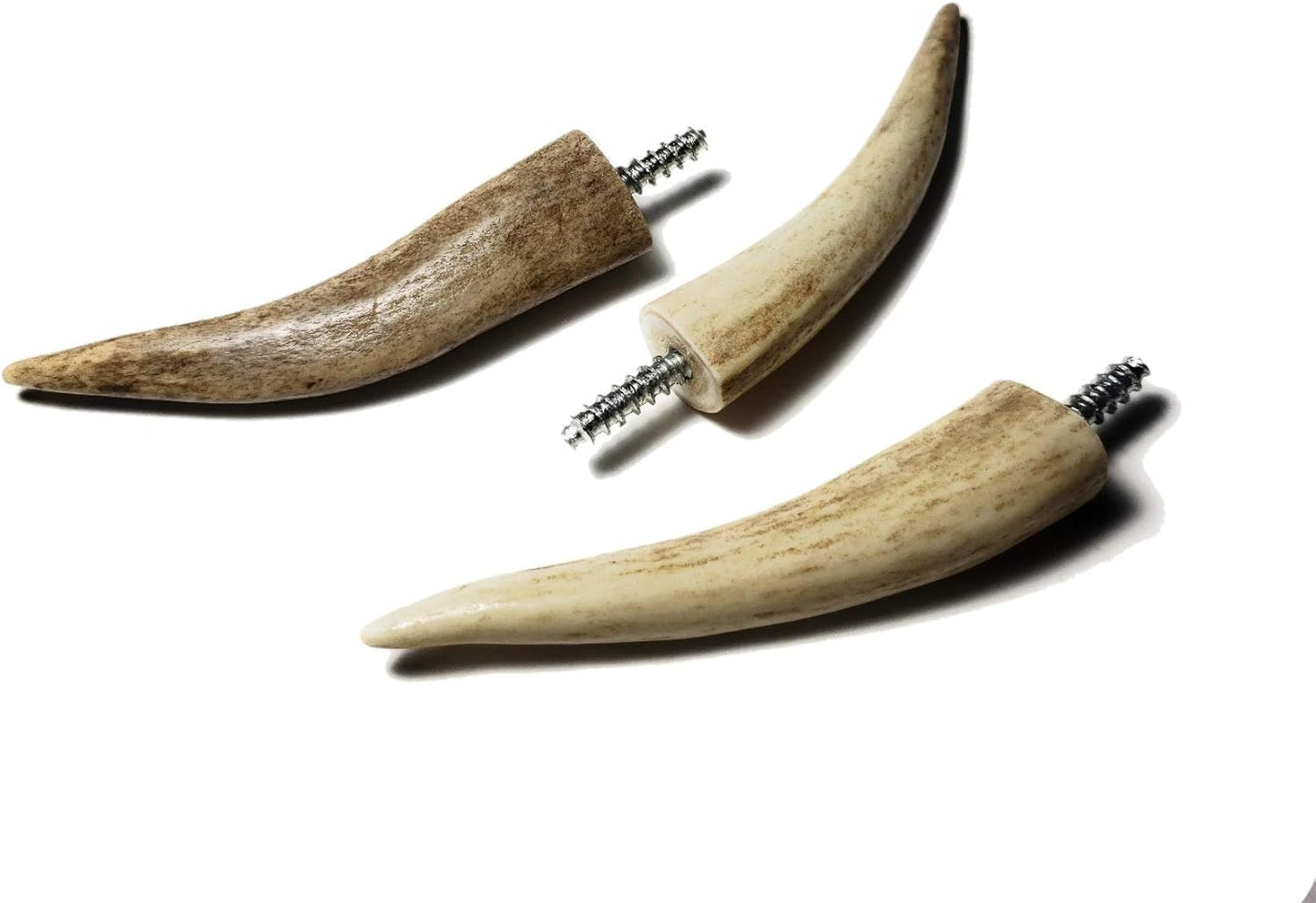 Real Antler Tip Wall Hooks for Wood or Drywall - 3 Pack