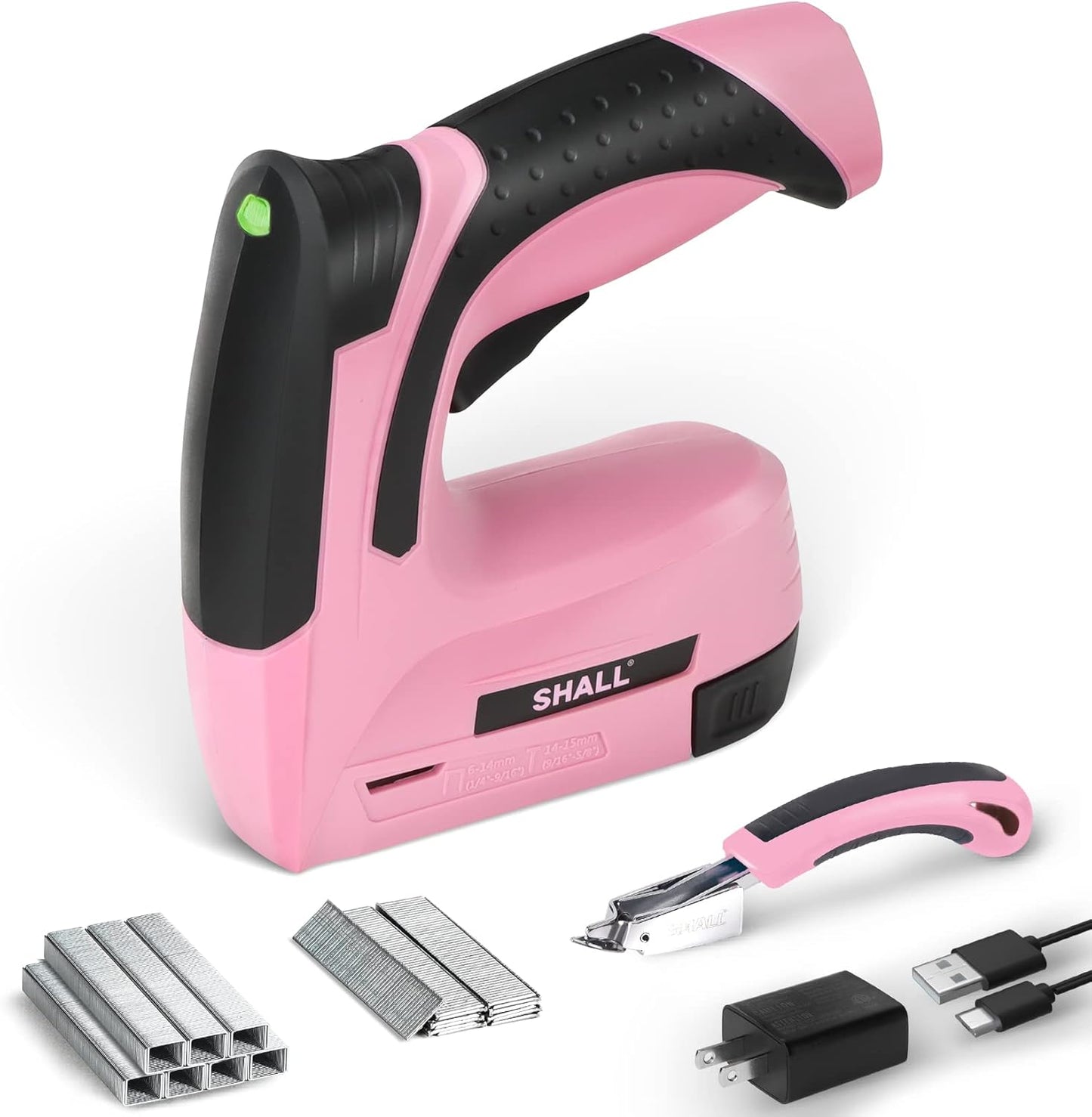 SHALL Pink Electric Staple Gun for Crafts and DIY Projects