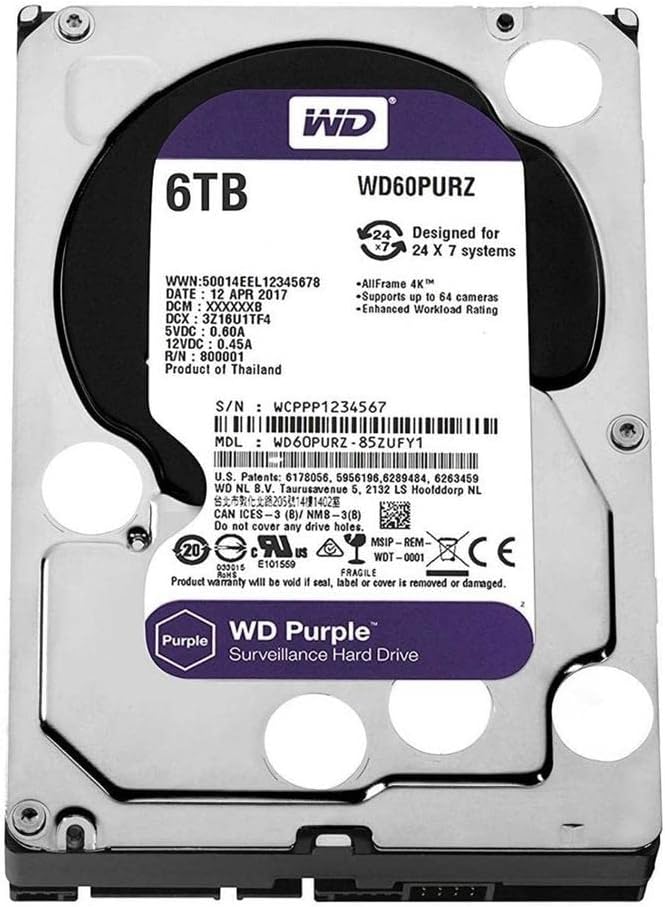 Western Digital 6TB Purple Surveillance Internal Hard Drive HDD