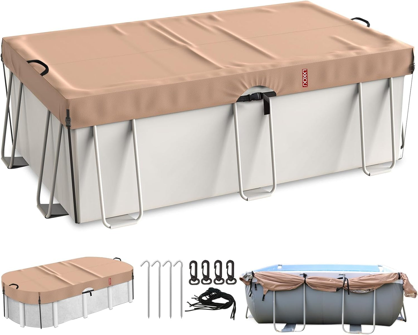 LXKCKJ 7x13 FT Rectangular Pool Cover for Above Ground Pools