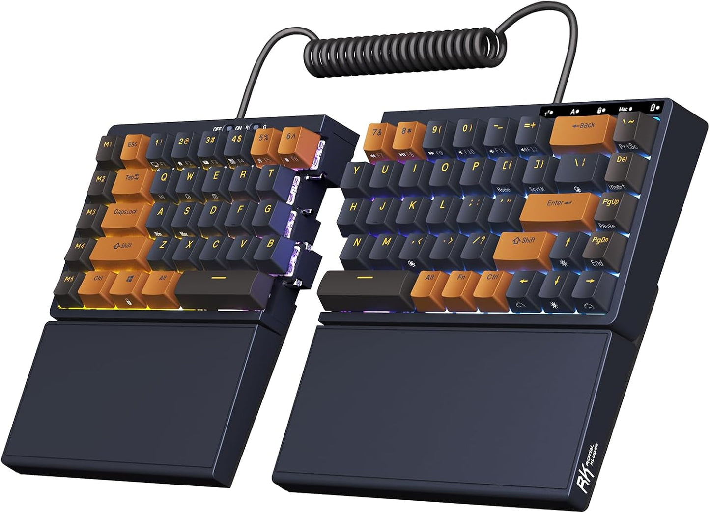 Wireless Split Gaming Keyboard, Ergonomic Design, RGB, 5 Macro Keys