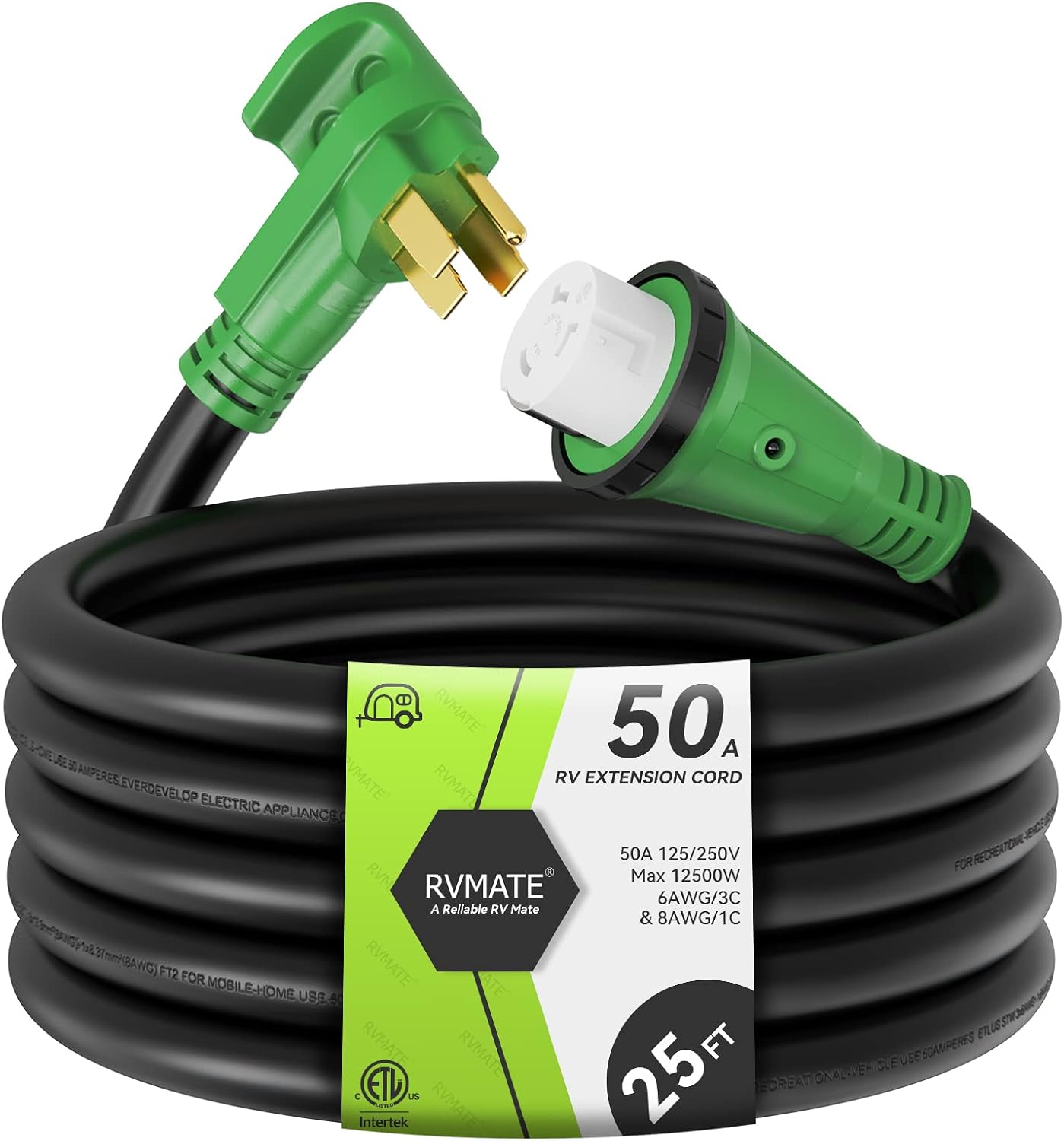 RVMATE 50 Amp 25 Feet RV Power Extension Cord with LED Indicator