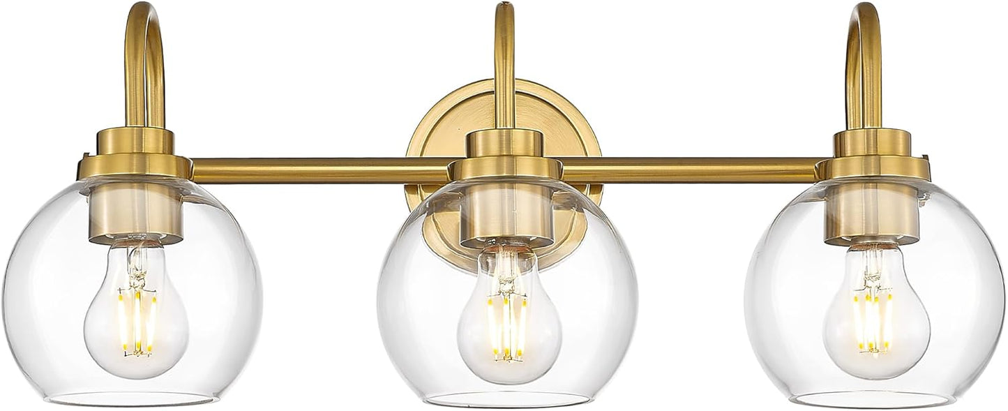Elegant 3-Light Brushed Gold Bathroom Light Fixtures for Style