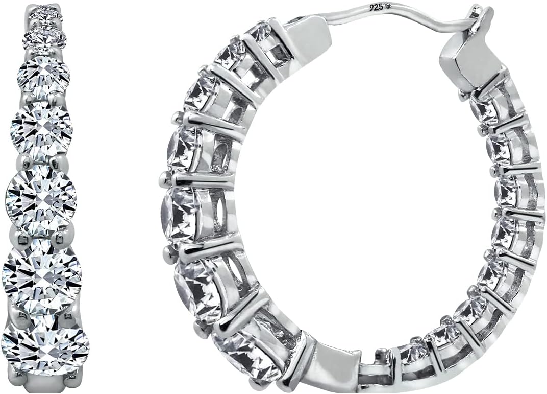Elegant Graduated Hoop Earrings with Infinite Elements Zirconia