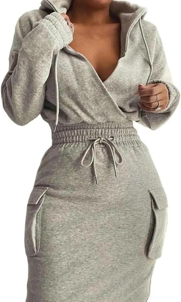 BIRW Hoodie Dress for Women - Casual Long Sleeve Pullover
