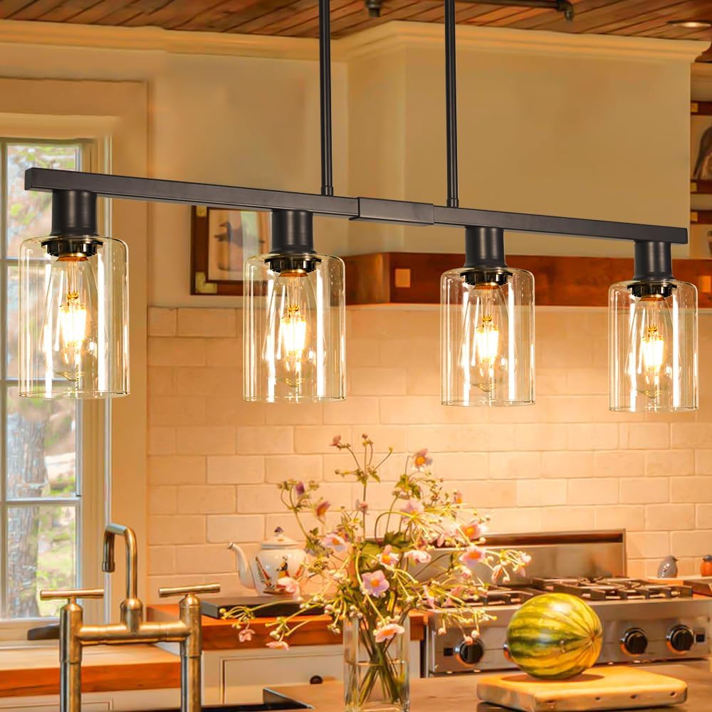 4-Light Kitchen Island Lighting Fixture for Modern Dining Rooms