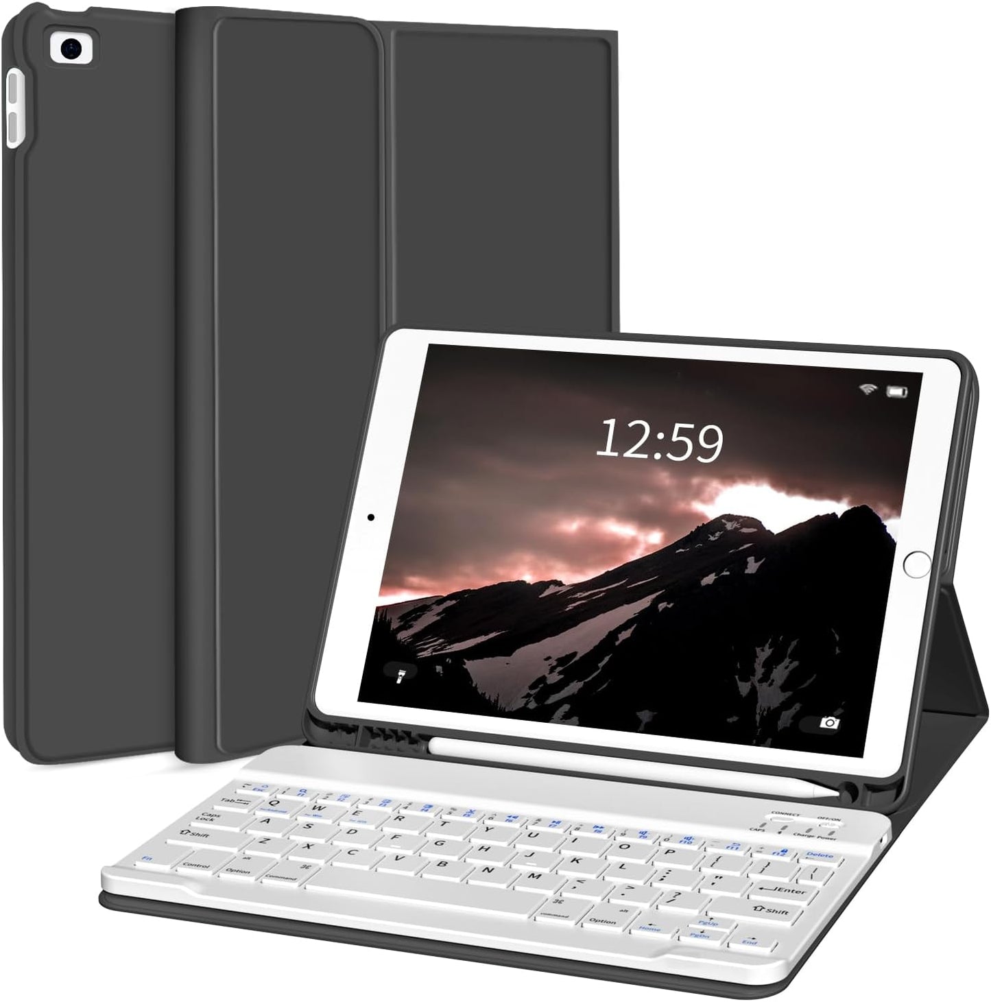 Kenke iPad 6th Gen Case with Keyboard and Pencil Holder - Black