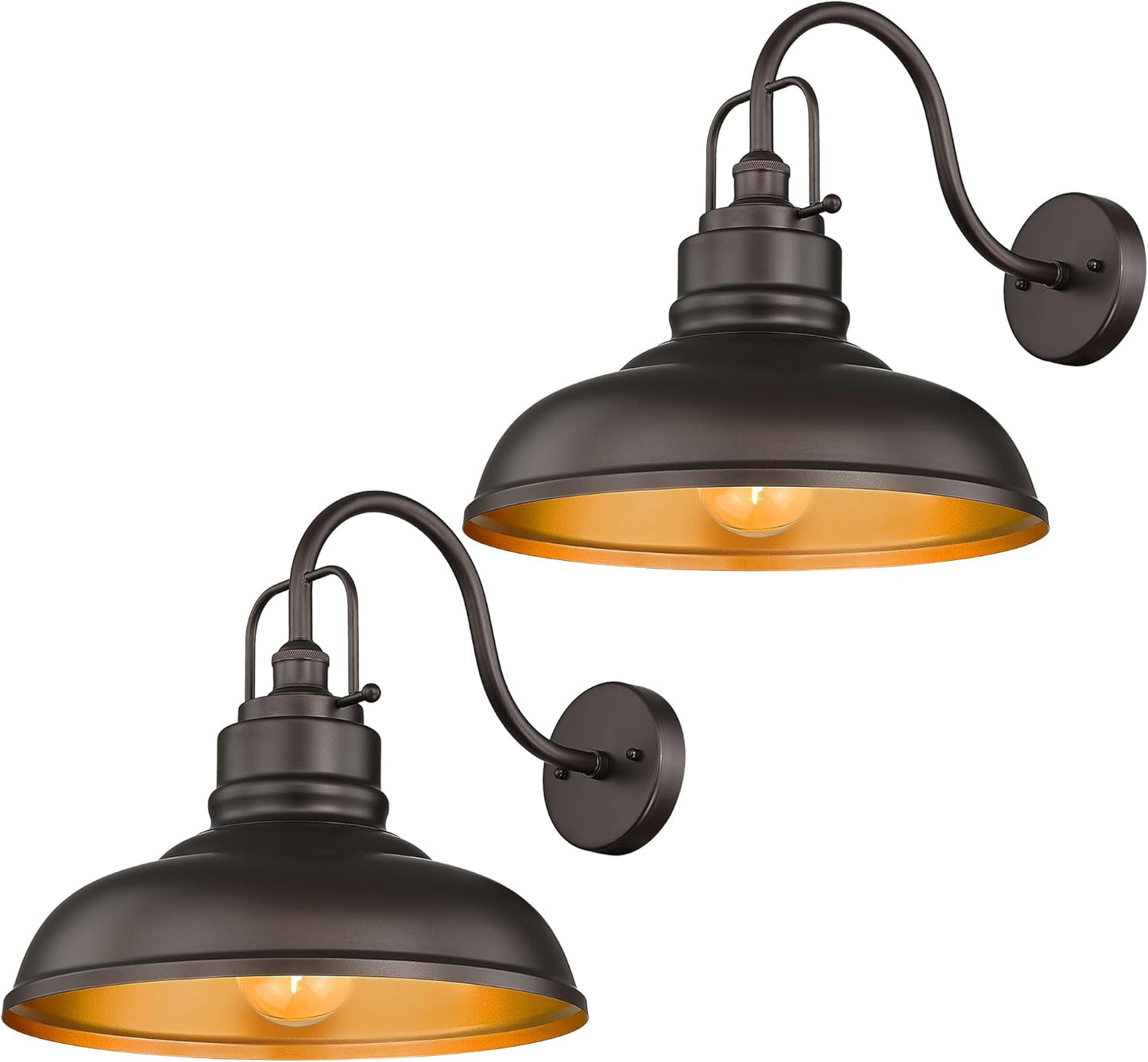 Gooseneck Barn Lights Outdoor - 18in Oil Rubbed Bronze Sconces