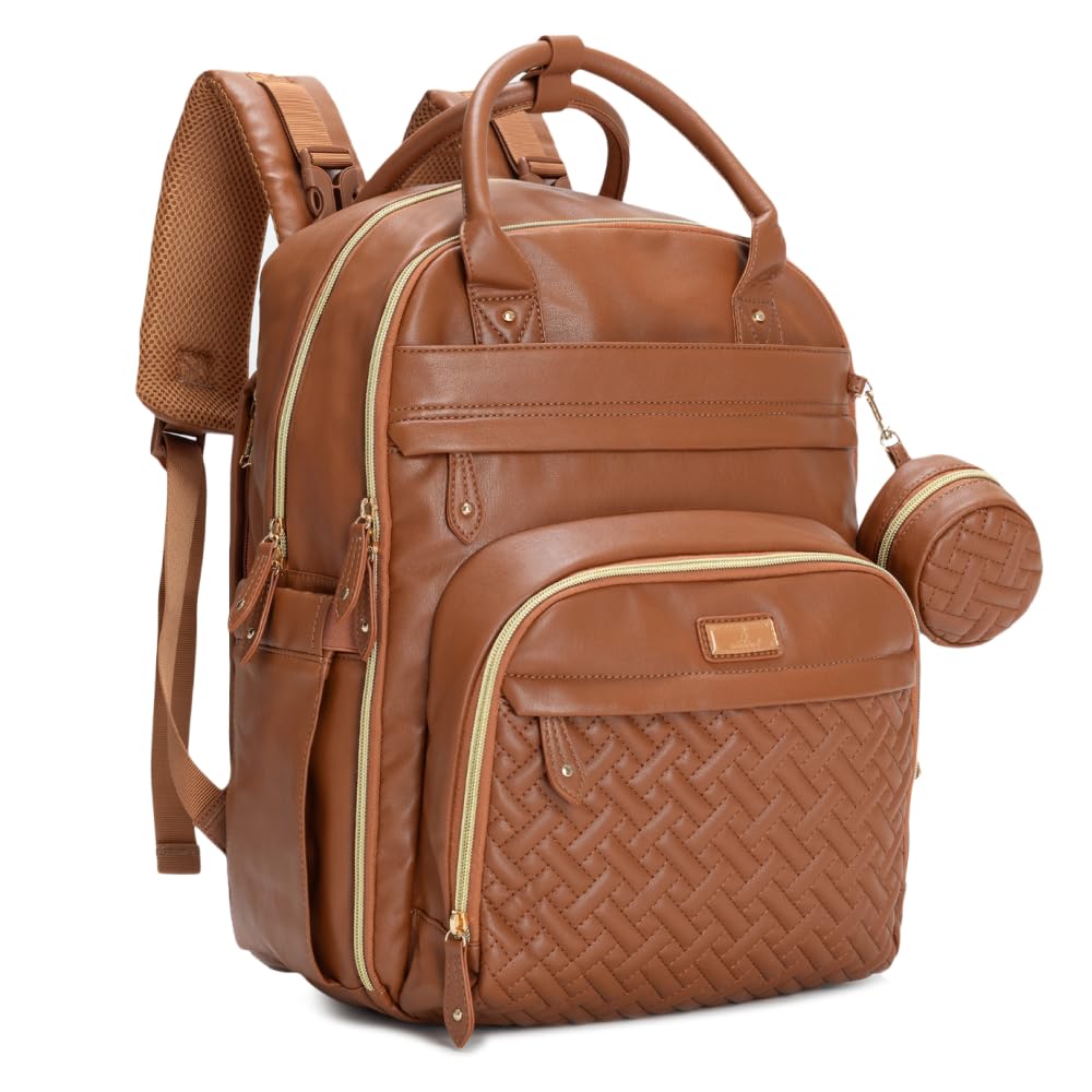 BabbleRoo Leather Diaper Bag Backpack for Stylish Parents