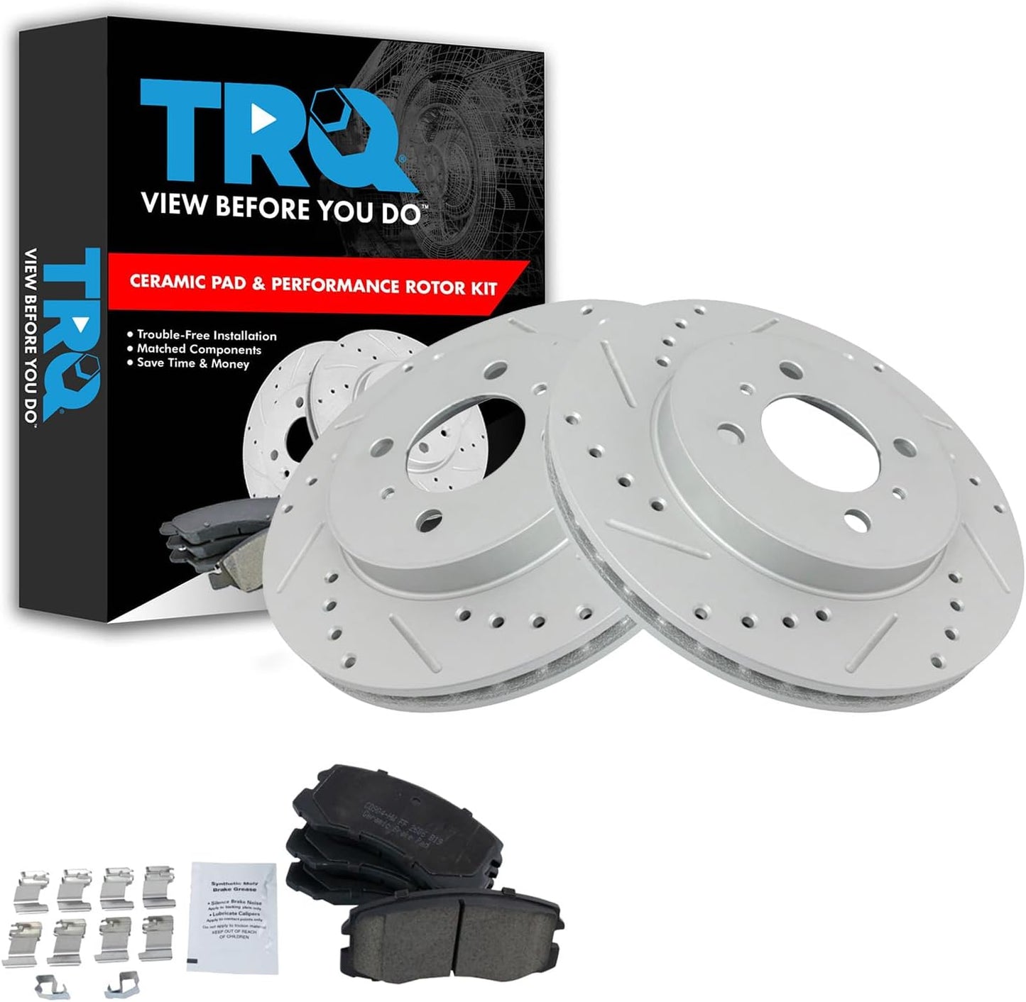 TRQ Front Performance Brake Pad & Rotor Kit for Lancer