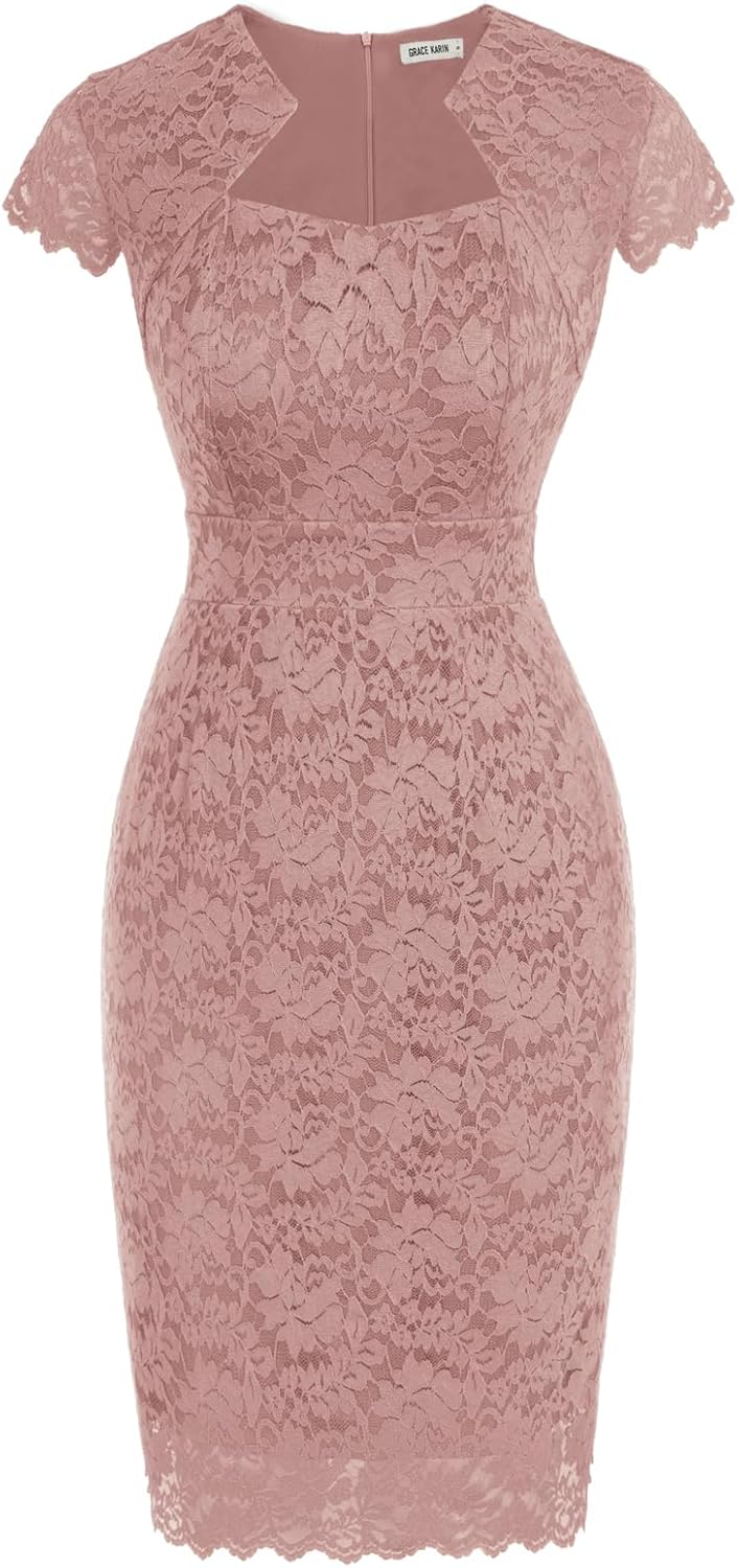 GRACE KARIN Cocktail Dress for Women with Cap Sleeve Lace Design