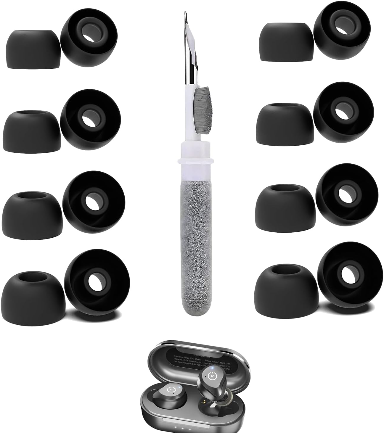 Enhance Comfort: 8 Pairs TOZO NC9 Ear Tips + Cleaner Kit