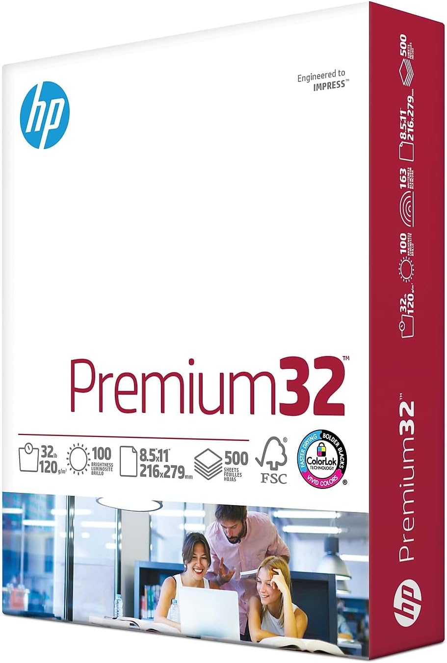 HP Premium 32 lb Paper | 100 Bright | USA Made