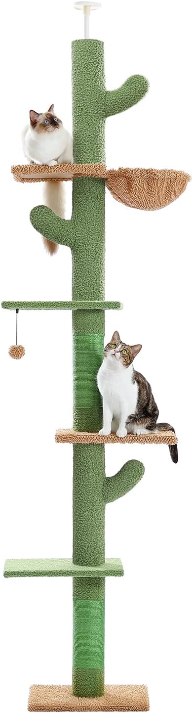 Cactus Floor to Ceiling Cat Tower with Adjustable Height for Cats