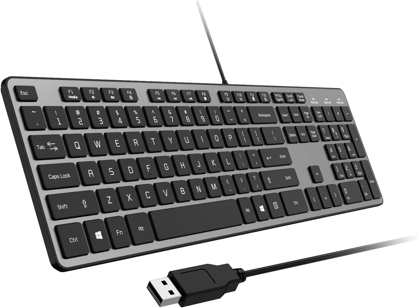 Durable Ultra-Slim Wired Keyboard for PC - Comfortable Chocolate Keys