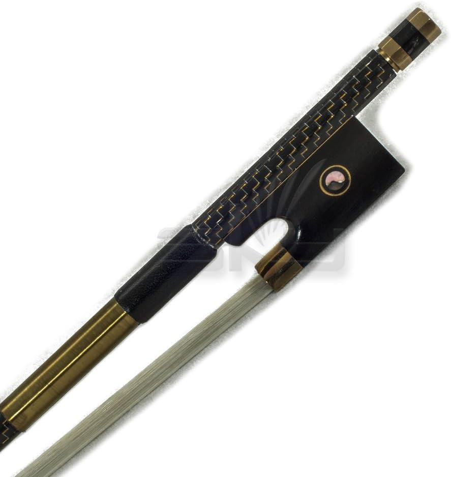 PAITITI 4/4 Violin Bow with Gold Silver Inlaid Pattern