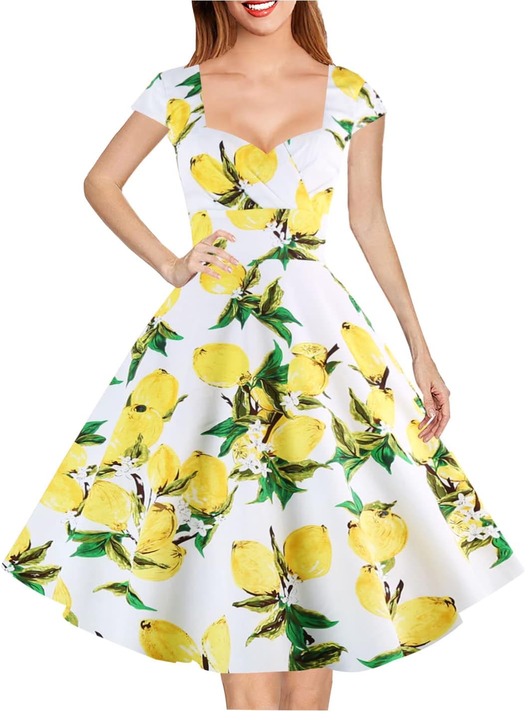 Vintage Cocktail Swing Dress with Pockets for Women