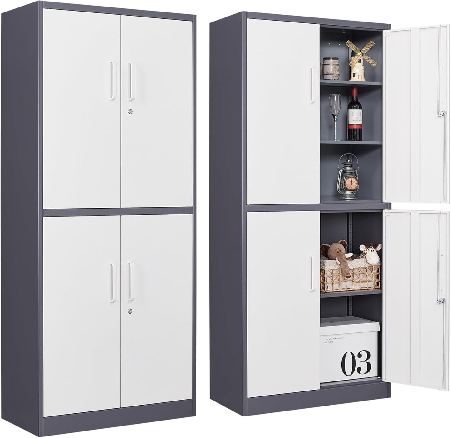 Metal Storage Cabinets with Locking Doors for Home and Office