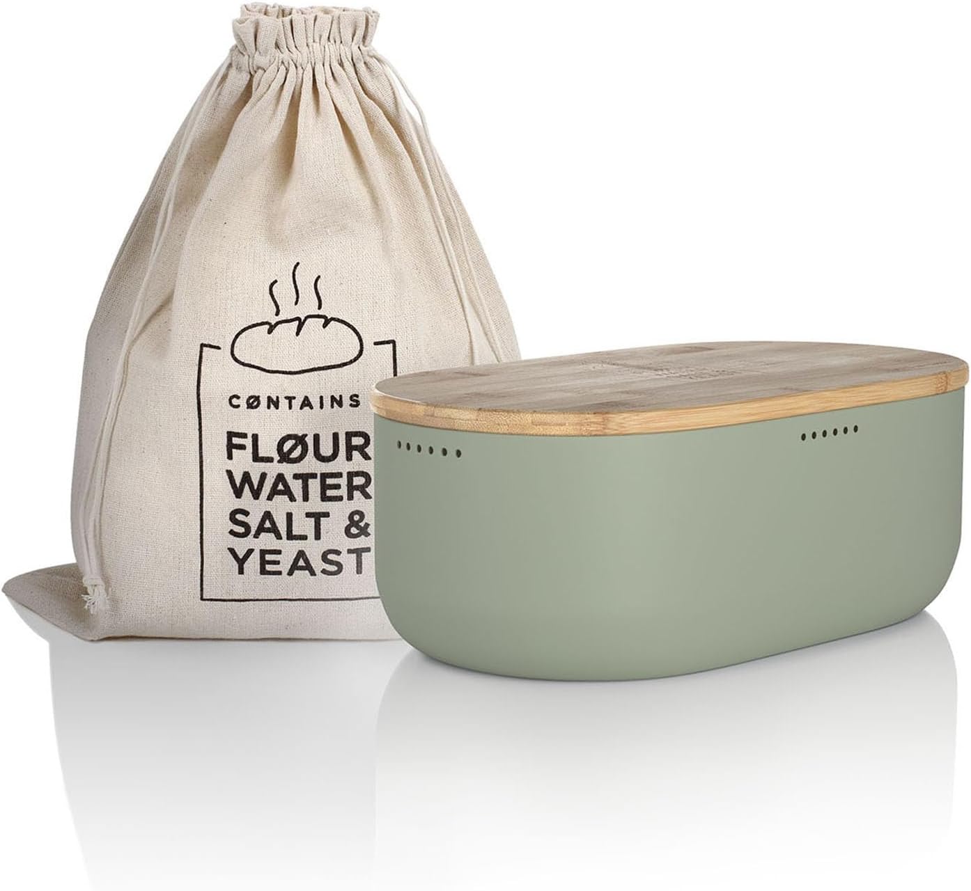 LARS NYSM Bread Box I Freshness & Functionality I Bamboo Lid I 14.2x7.5x5.1 In