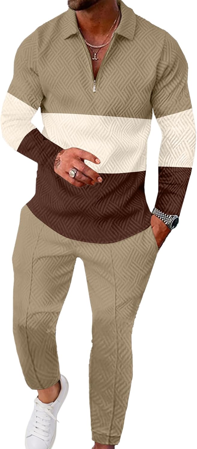 UOUA Mens 2 Piece Set Casual Outfits for All-Day Comfort