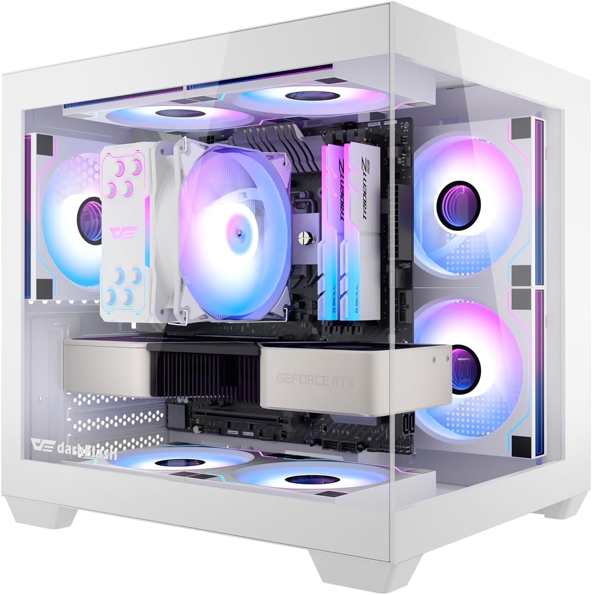 darkFlash ITX PC Case with 3 PWM ARGB Fans and Glass Panels