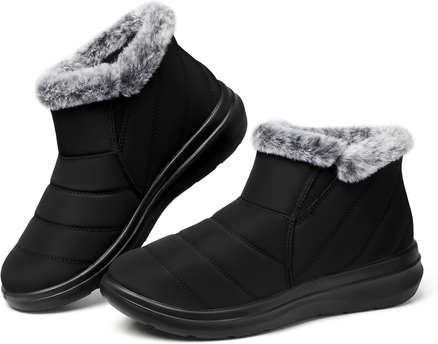 Winter Waterproof Boots for Women: Slip On Insulated Ankle Shoes