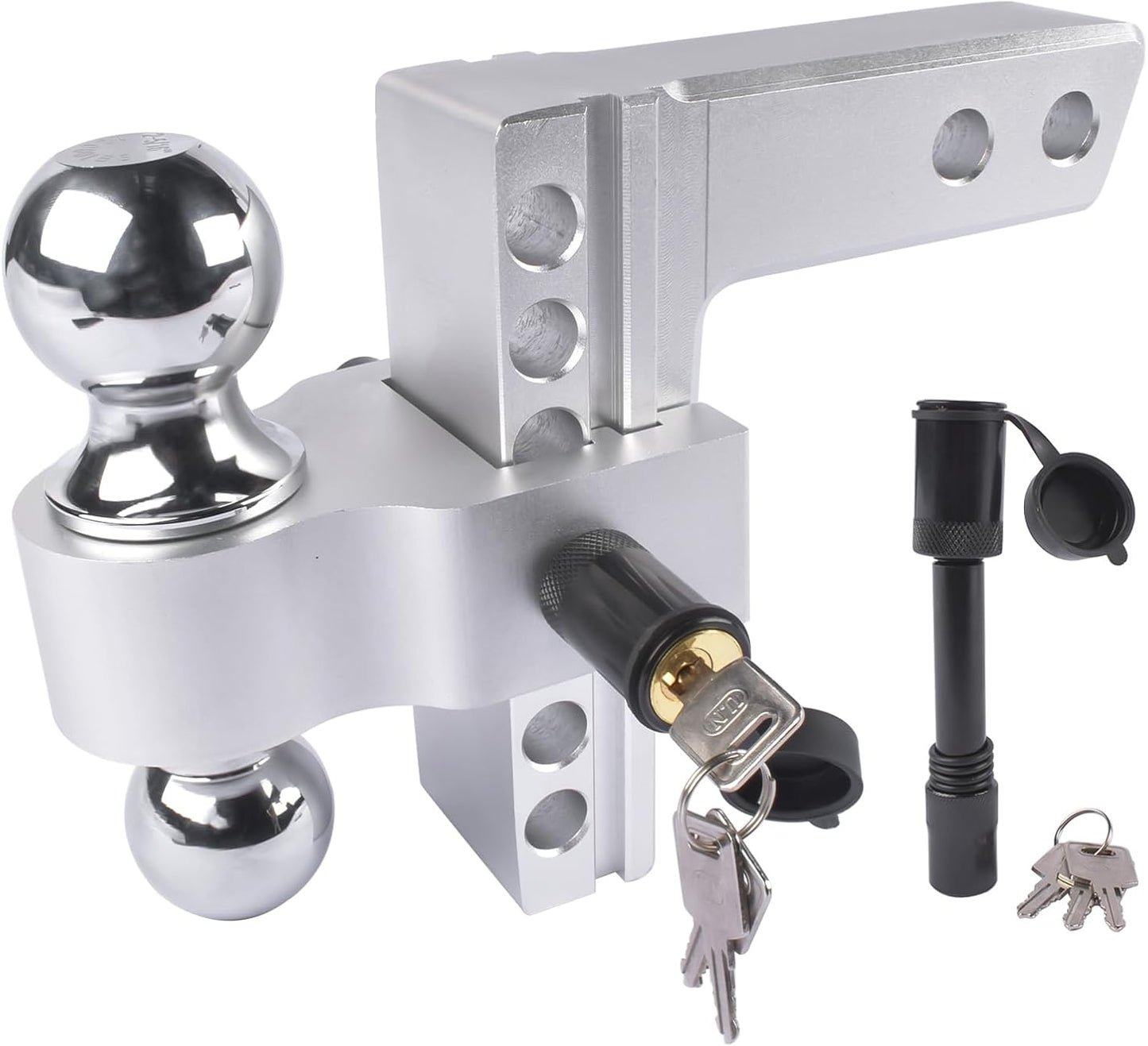 Silver Adjustable Trailer Hitch for 2in Receiver with 12,500 LBS GTW