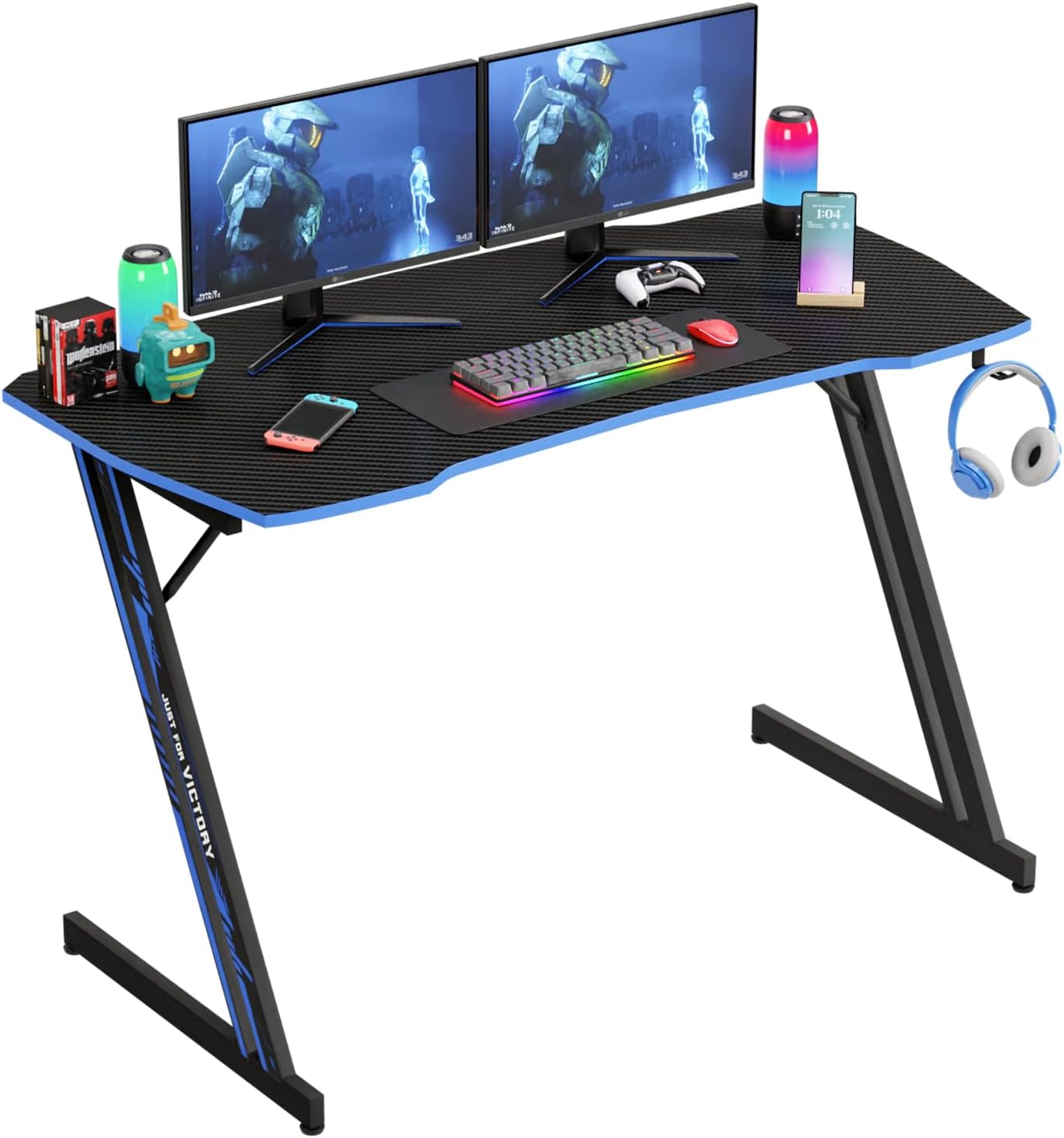 Spacious Gaming Desk with Z-Shaped Design