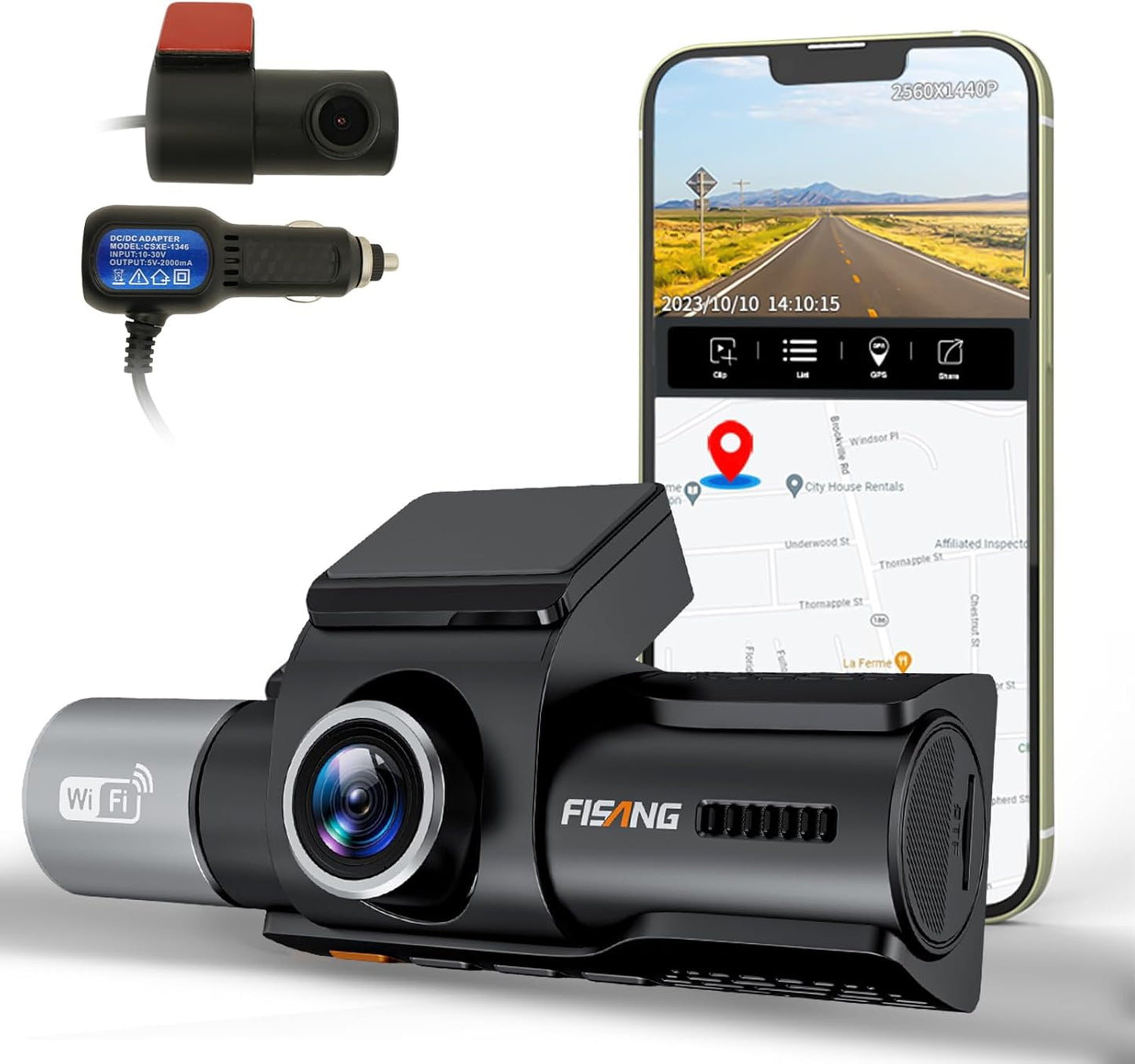 360 Dashcam: 3CH WiFi, IR Night Vision, GPS