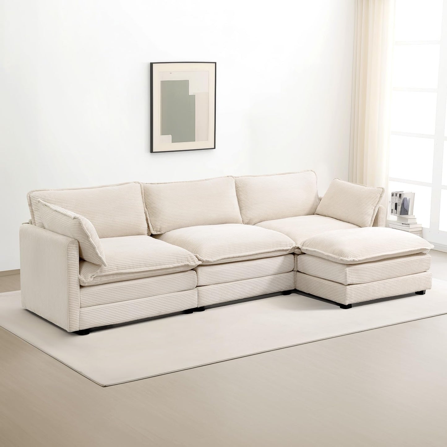 ROWHY Oversized Modular Sectional Sofa with Movable Ottoman