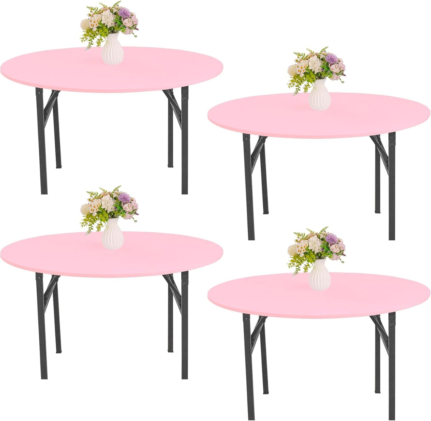 4 Pieces Round Spandex Tablecloths for Indoor and Outdoor Use