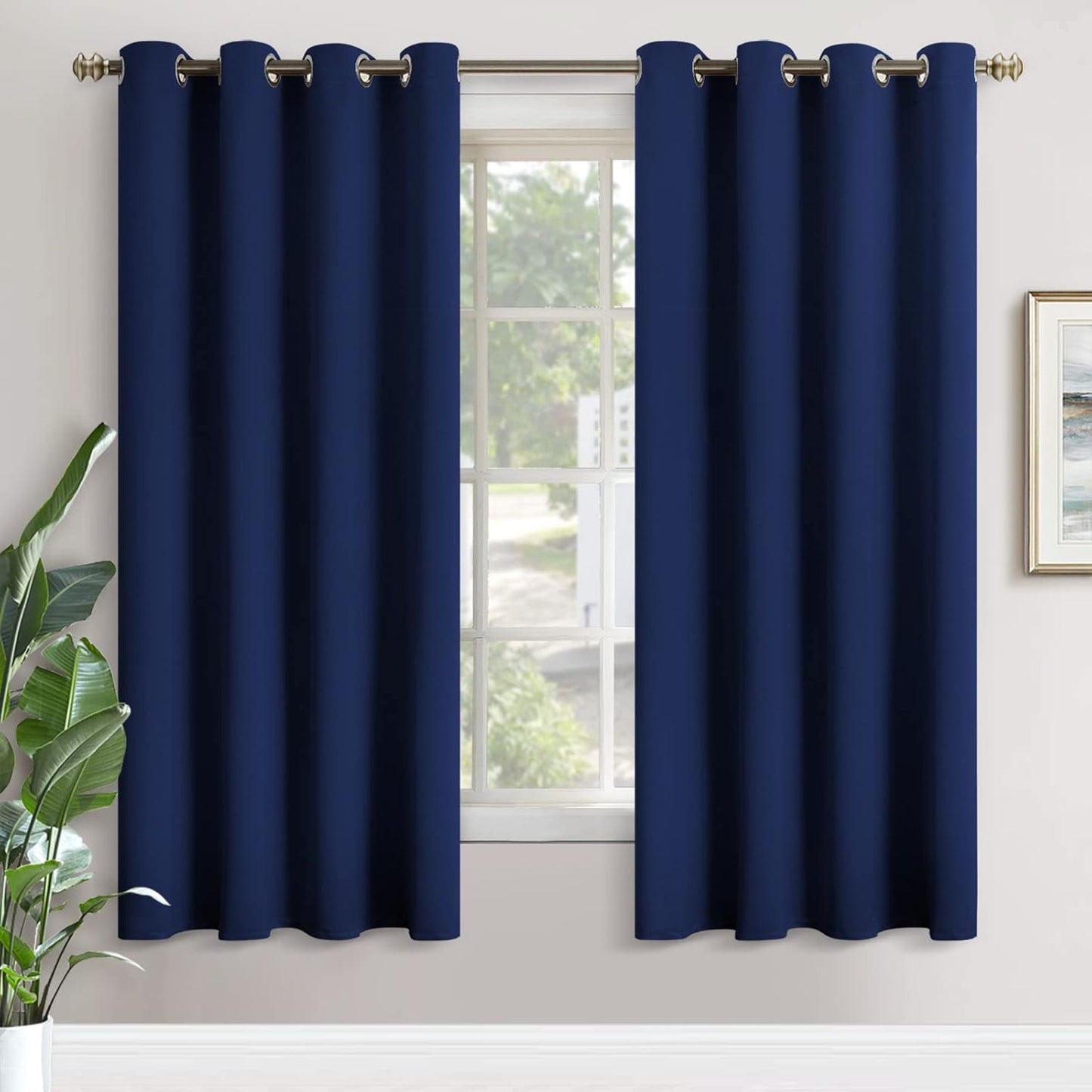 YoungsTex Navy Blue Blackout Curtains for Bedroom Privacy