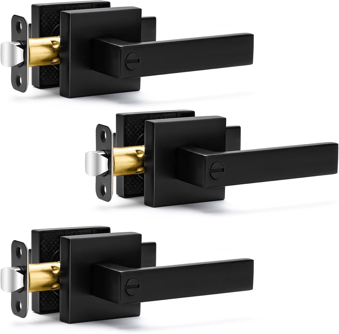 3 Pack Matte Black Door Handles for Modern Privacy Needs
