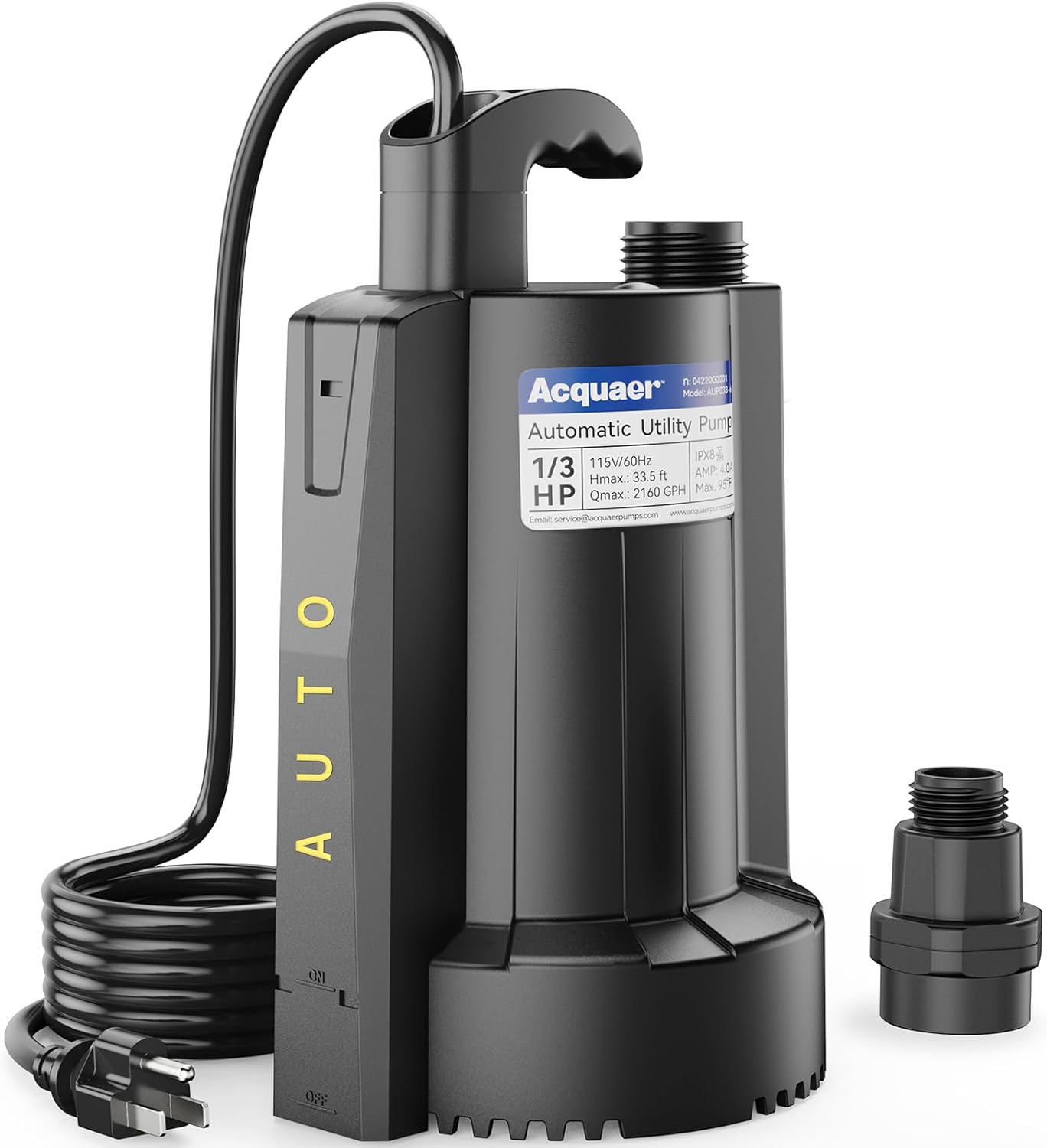Acquaer 1/3 HP Automatic Submersible Water Pump for Efficient Use