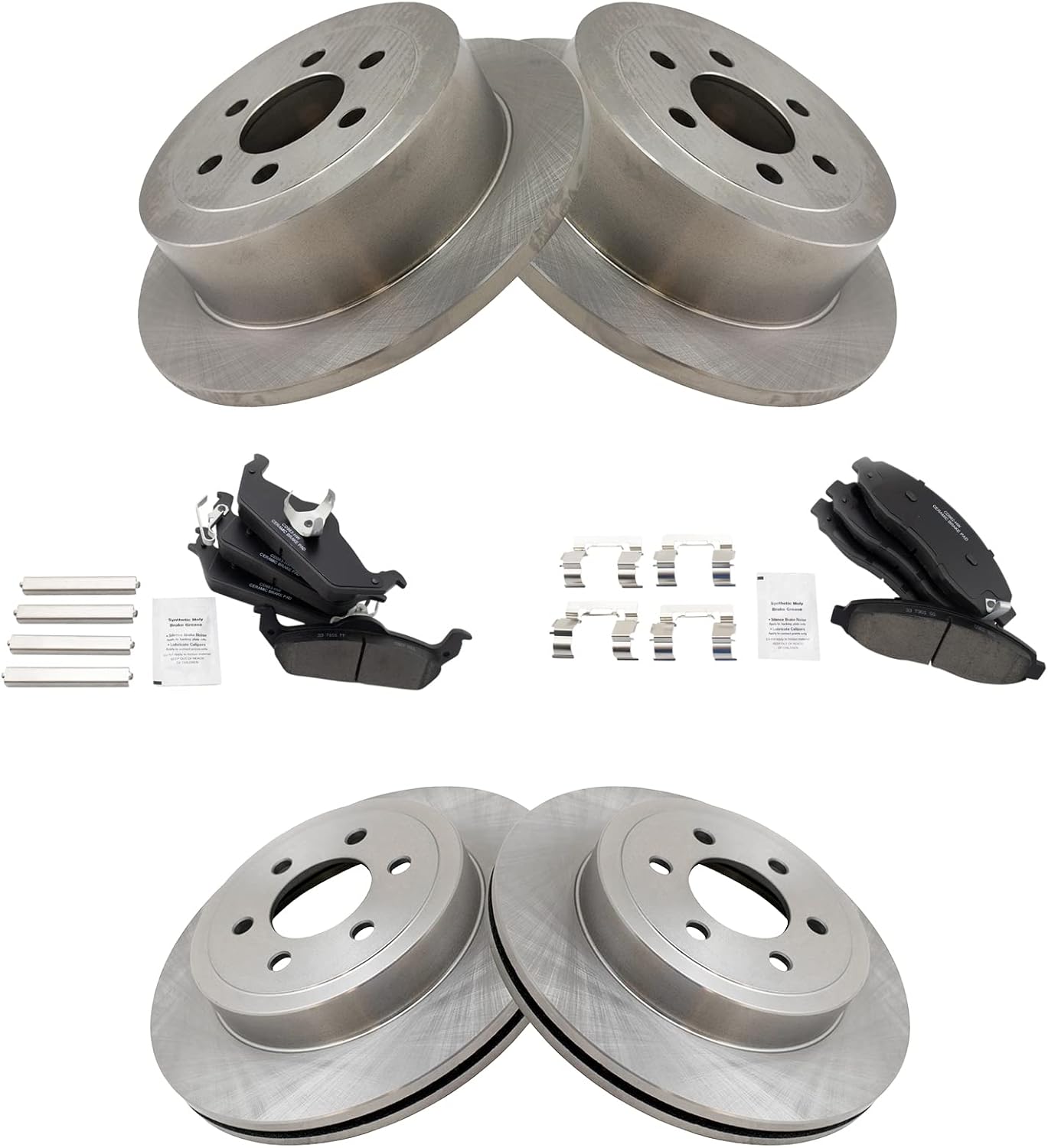 TRQ Front and Rear Brake Pad & Rotor Kit for Dodge Dakota
