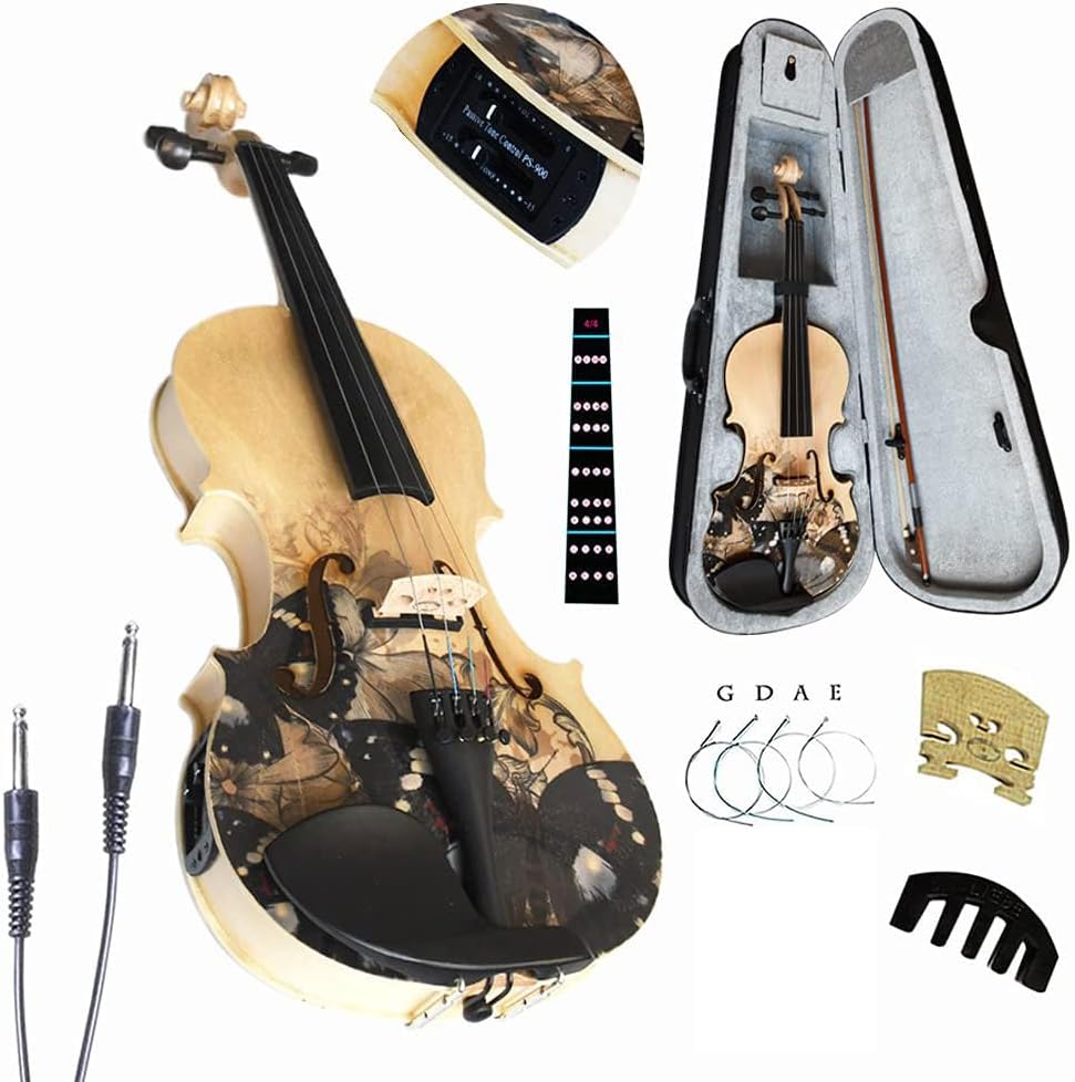 Aliyes Electric Acoustic Violin Set for Beginners with Case
