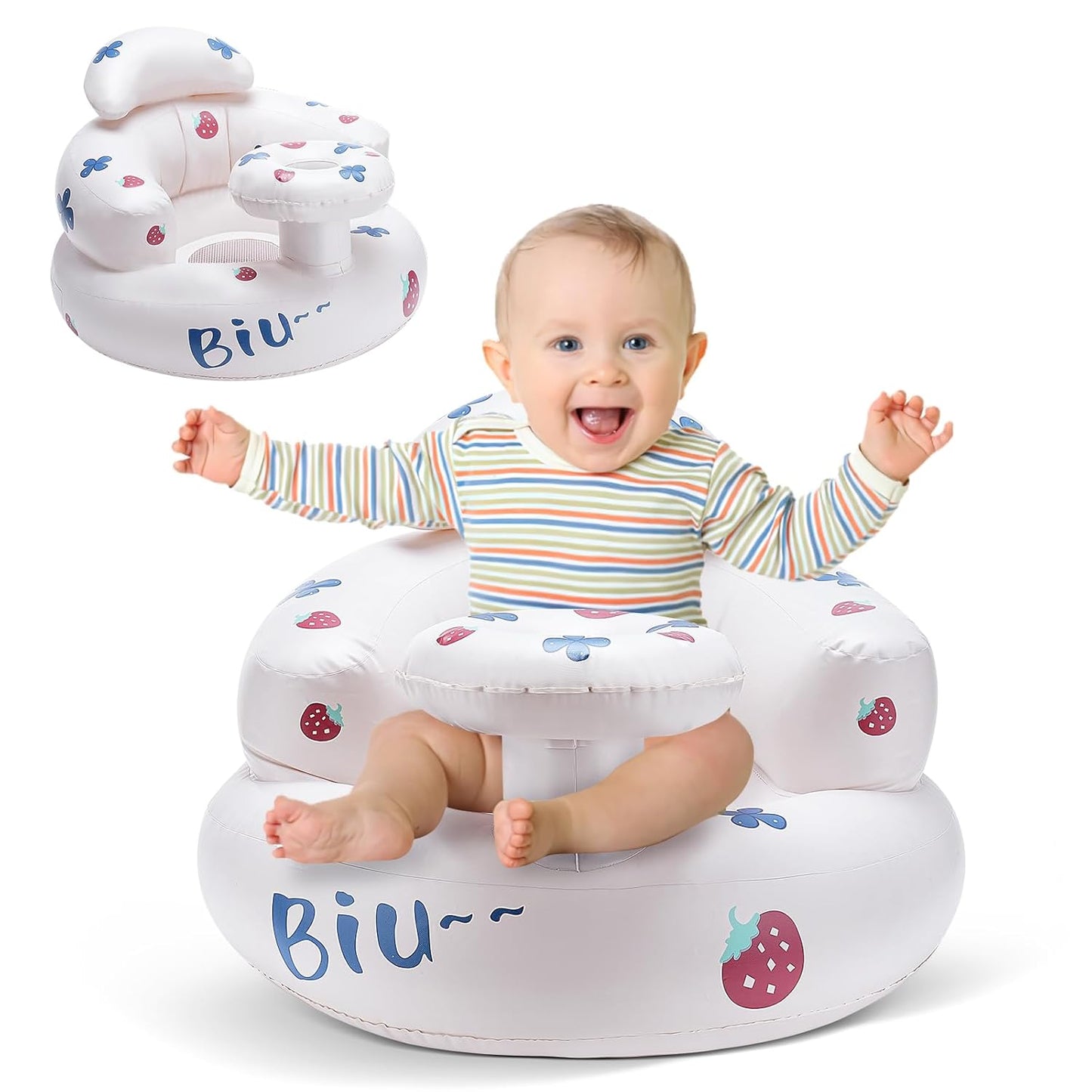 LINGSFIRE Inflatable Baby Seat - Built-in Air Pump for Easy Baby Sitting