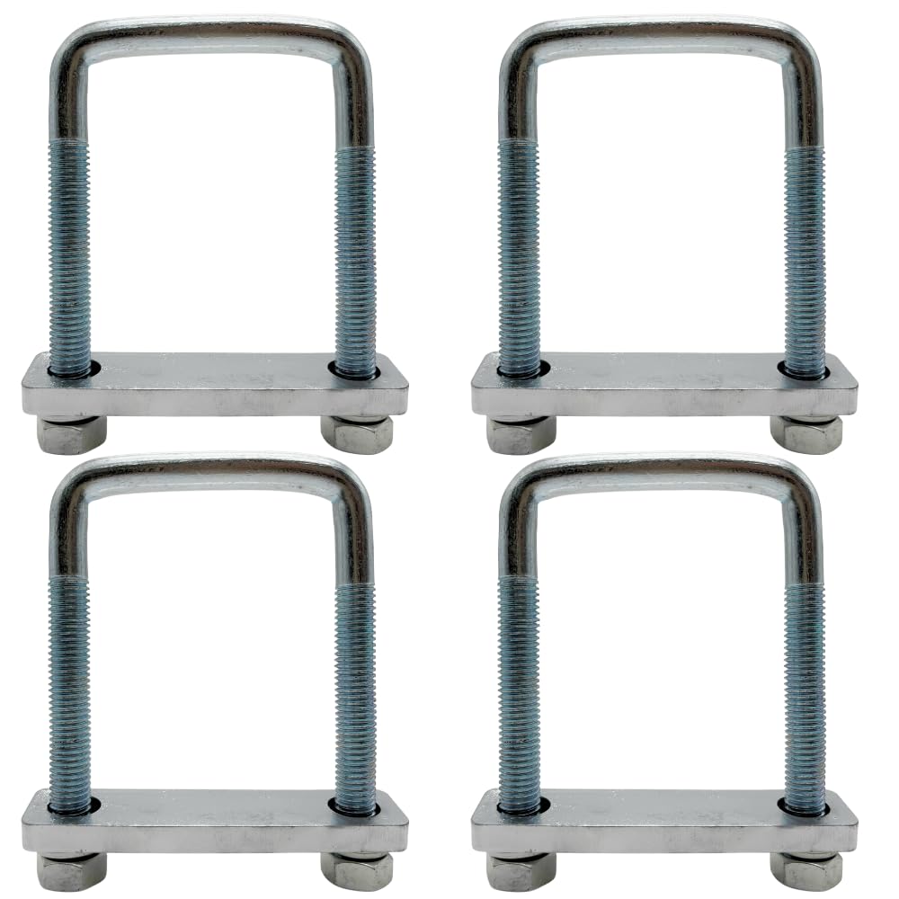 4 Pack Square U-Bolt for Trailer - Secure Fit for Leaf Springs