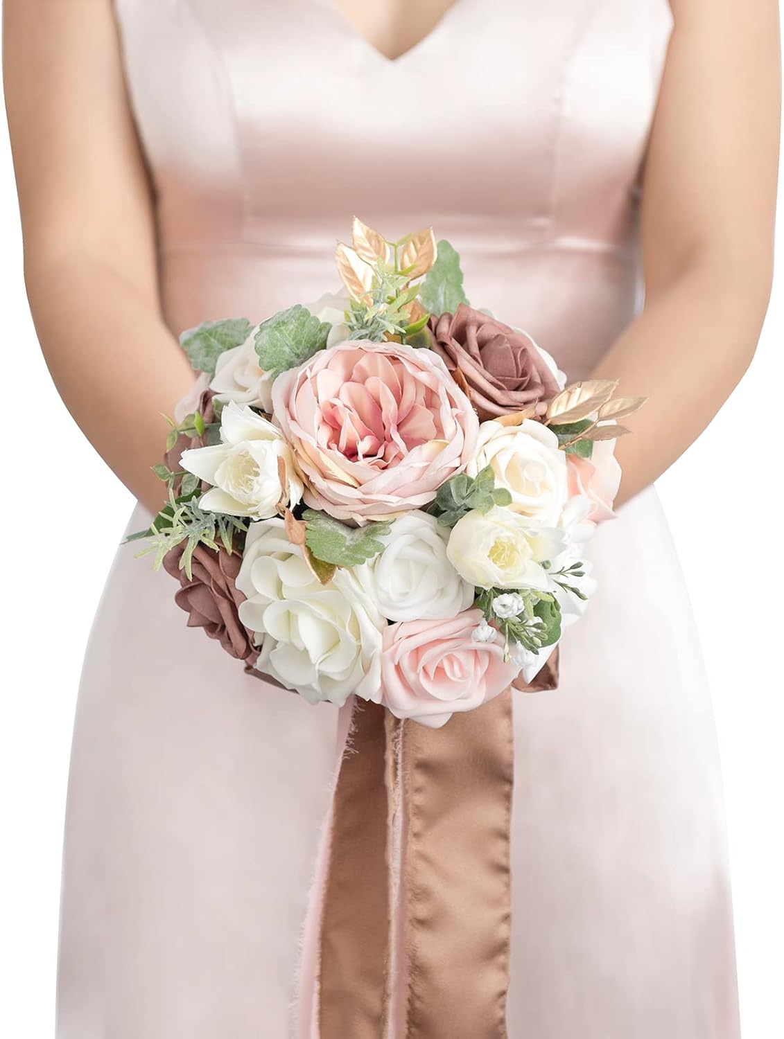 Ling's Moment Dusty Rose Bridesmaid Bouquet for Elegant Weddings