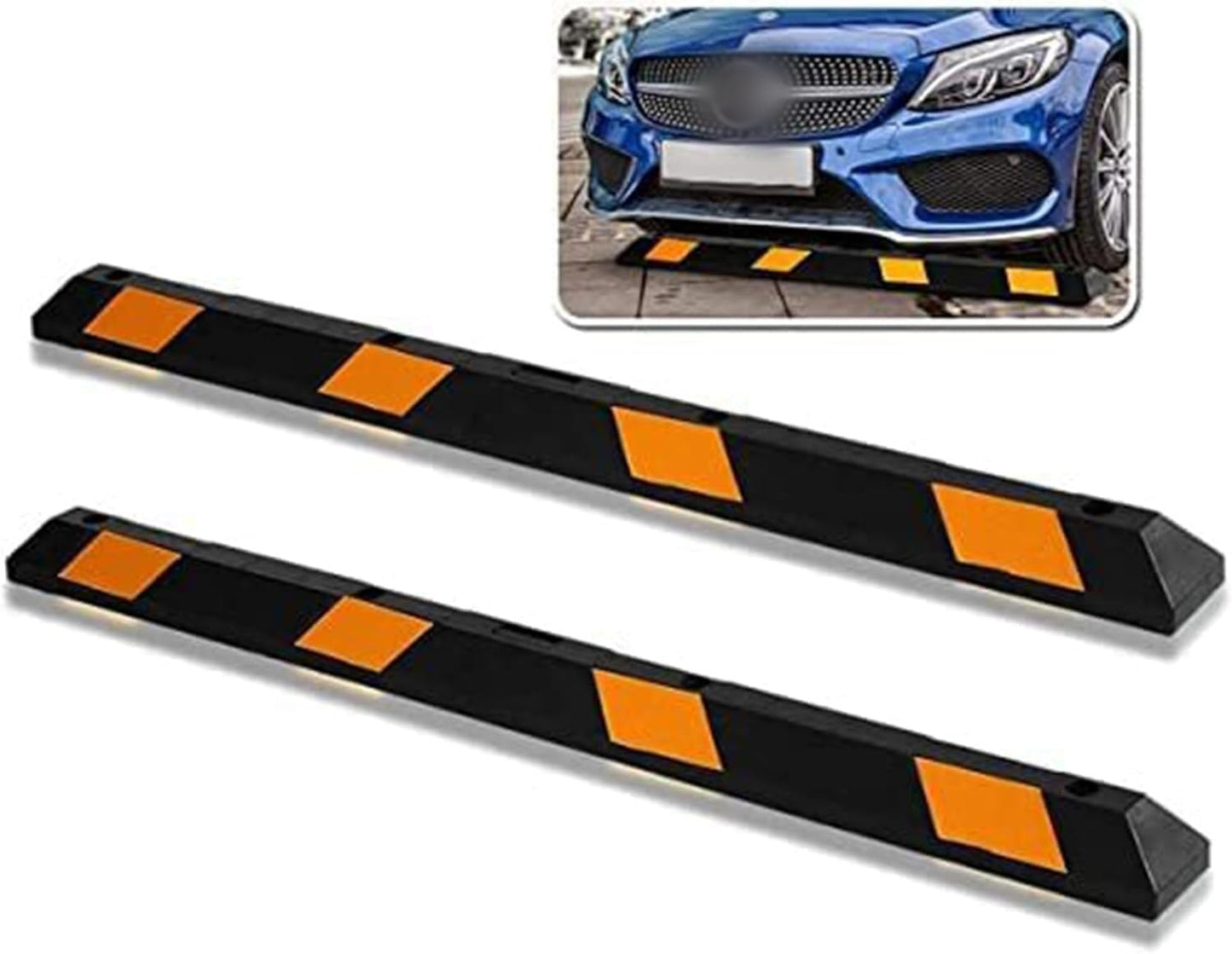 ZONETECH Large Heavy Duty Rubber Parking Curb for Safe Parking