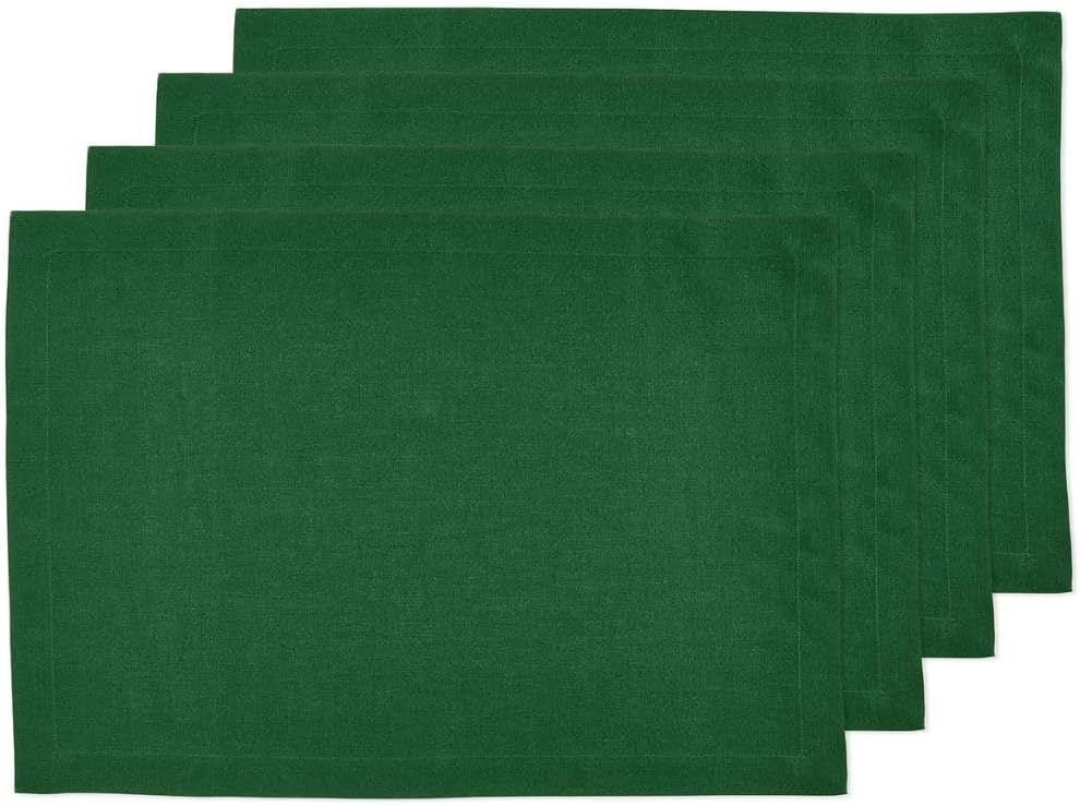Pure Linen Pine Green Placemats Set of 4 for Stylish Tablescapes